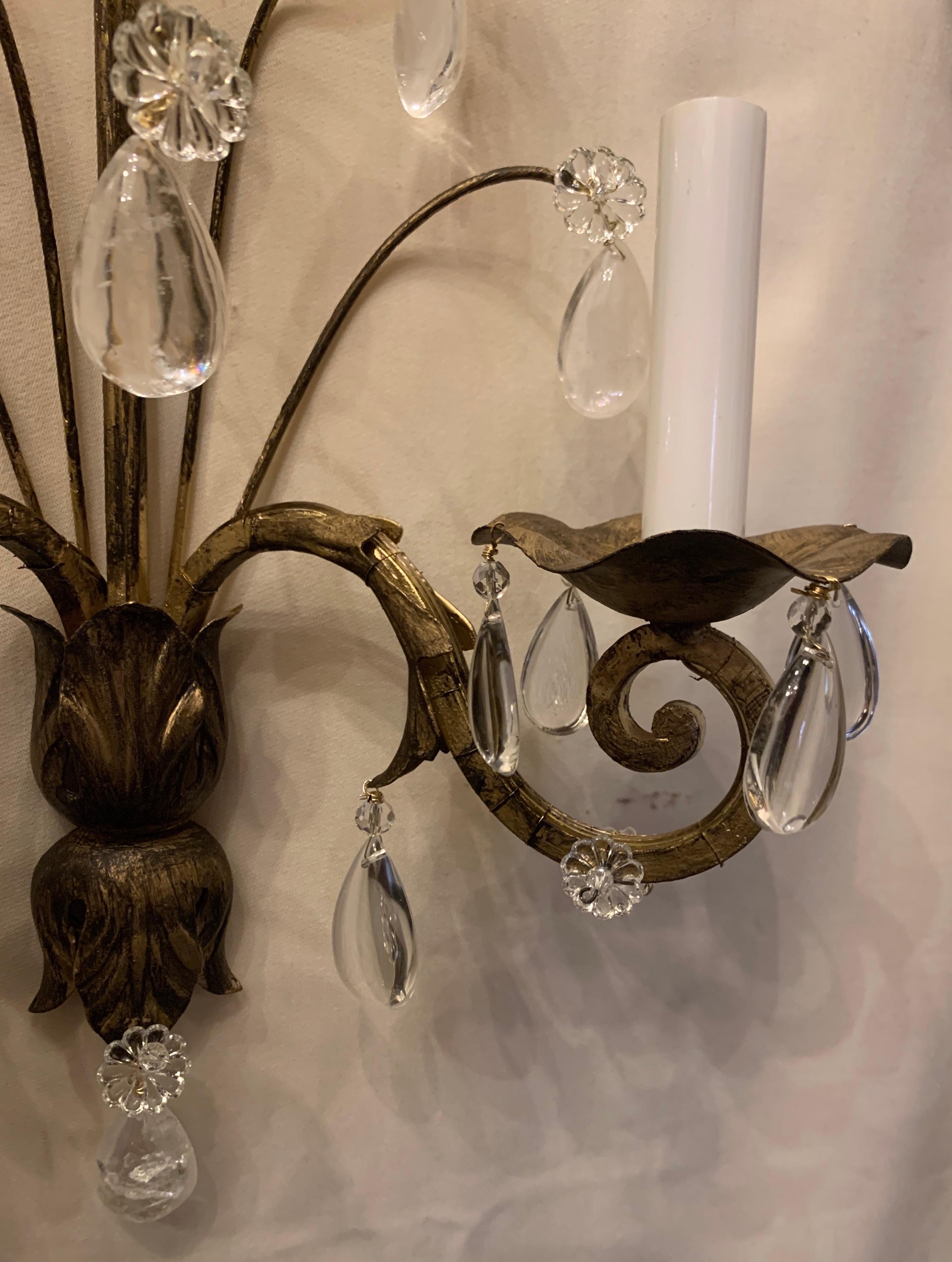 Apliques de Cristal Baguès de Mediados de Siglo, Pareja en Bueno estado para la venta en Roslyn, NY