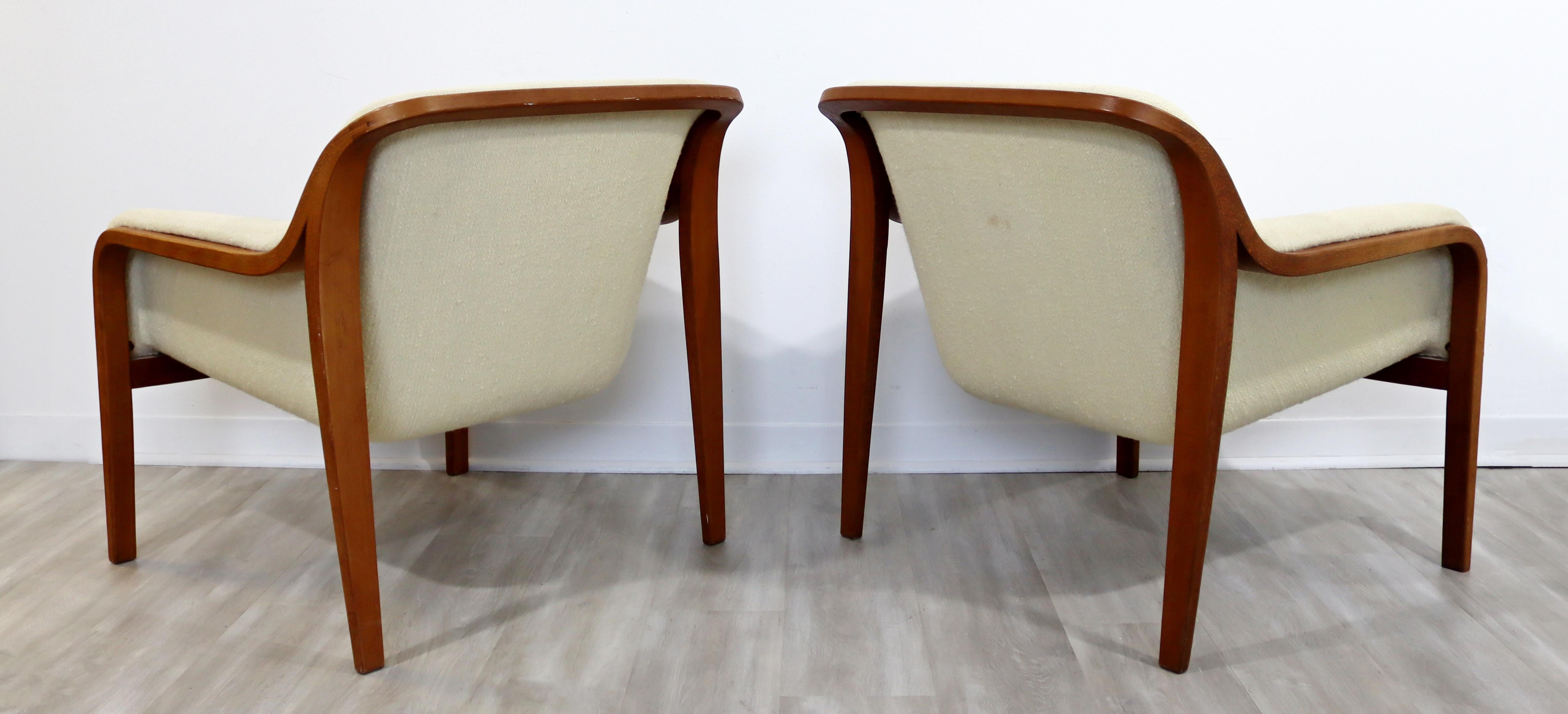 Mid-Century Modern Pair Bentwood Lounge Chairs by Bill Stephens for Knoll 1970s 1