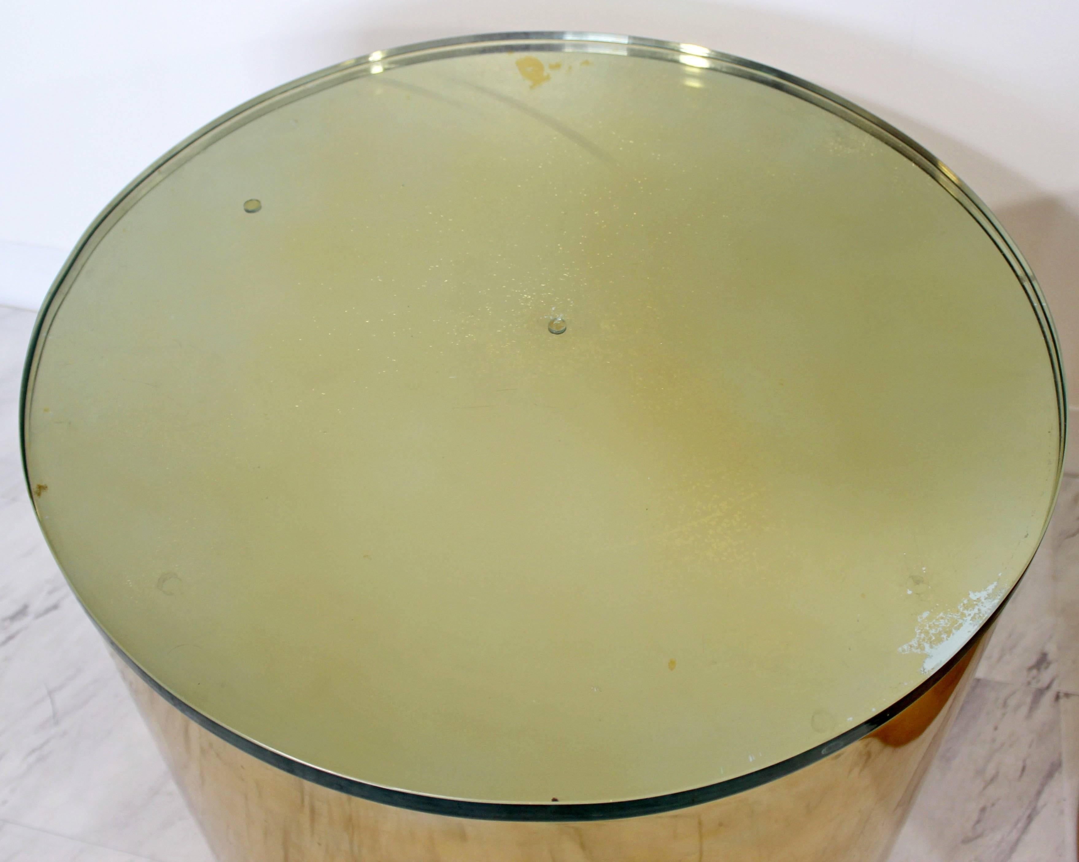 brass drum side table