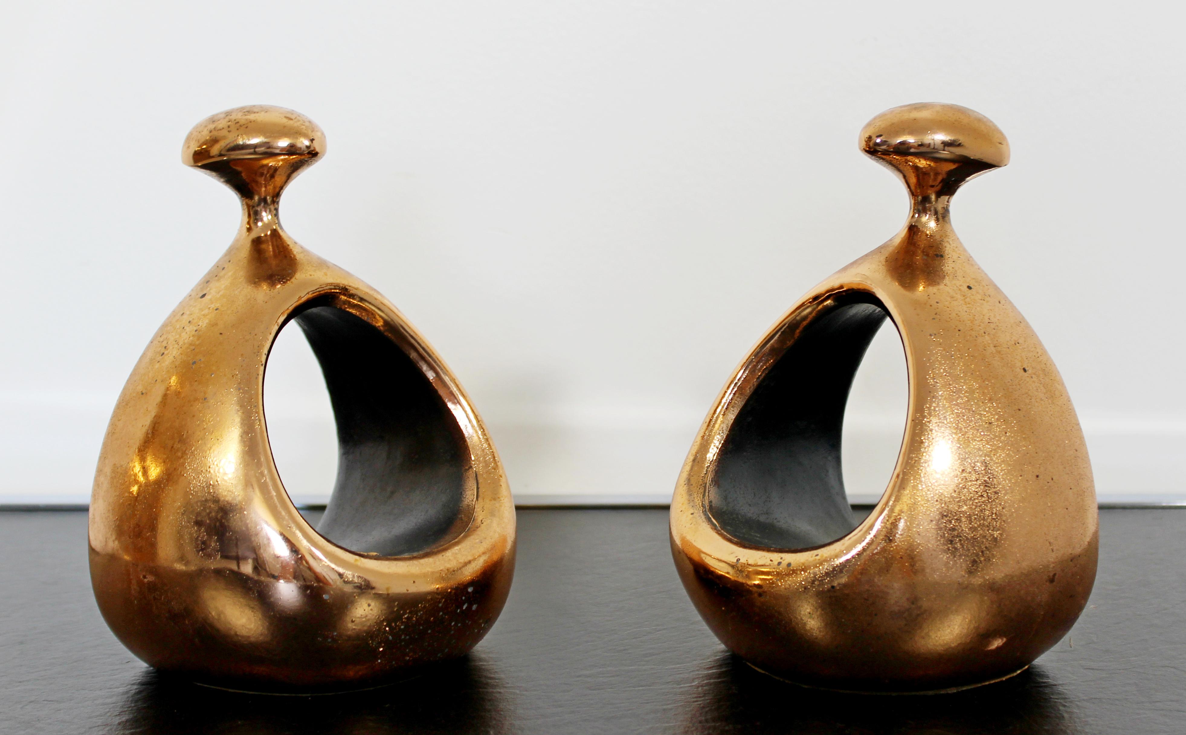 Mid-Century Modern Pair Copper Color Bookends Table Sculptures Ben Siebel, 1950s In Good Condition In Keego Harbor, MI
