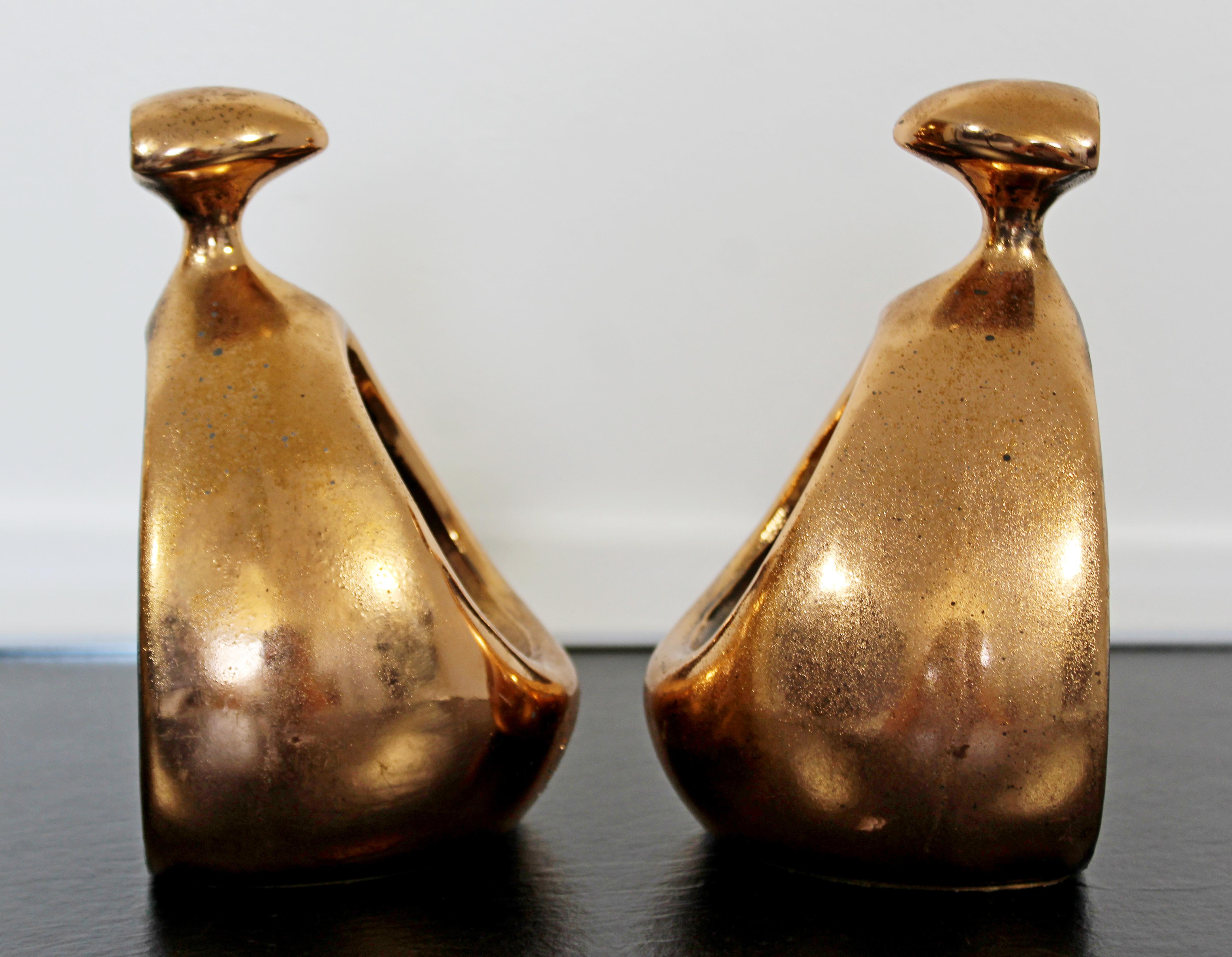 Mid-Century Modern Pair Copper Color Bookends Table Sculptures Ben Siebel, 1950s 1