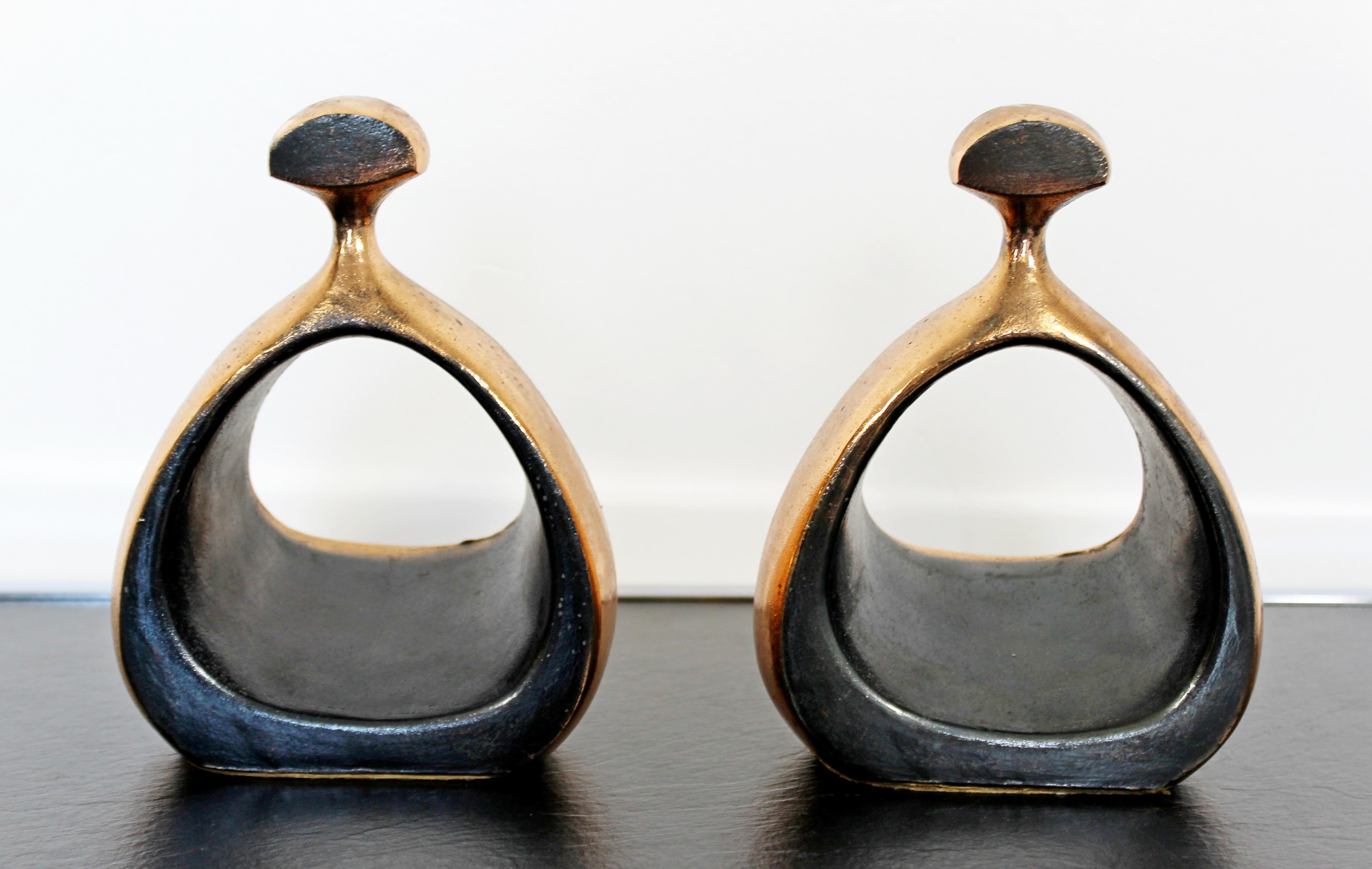 Mid-Century Modern Pair Copper Color Bookends Table Sculptures Ben Siebel, 1950s 2