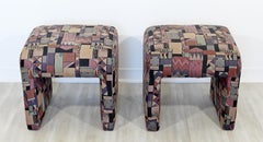 Mid-Century Modern Directional Waterfall Benches Stools, Pair
