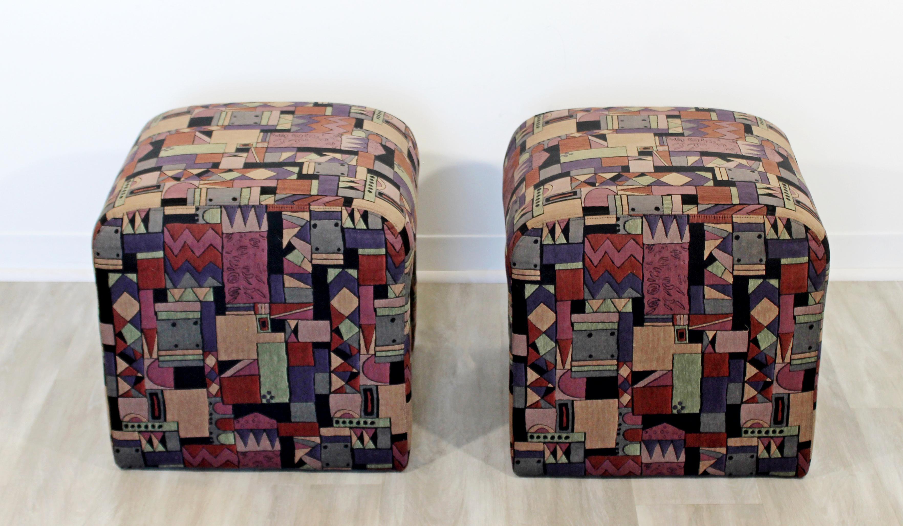 Mid-Century Modern Directional Waterfall Benches Stools, Pair In Good Condition In Keego Harbor, MI