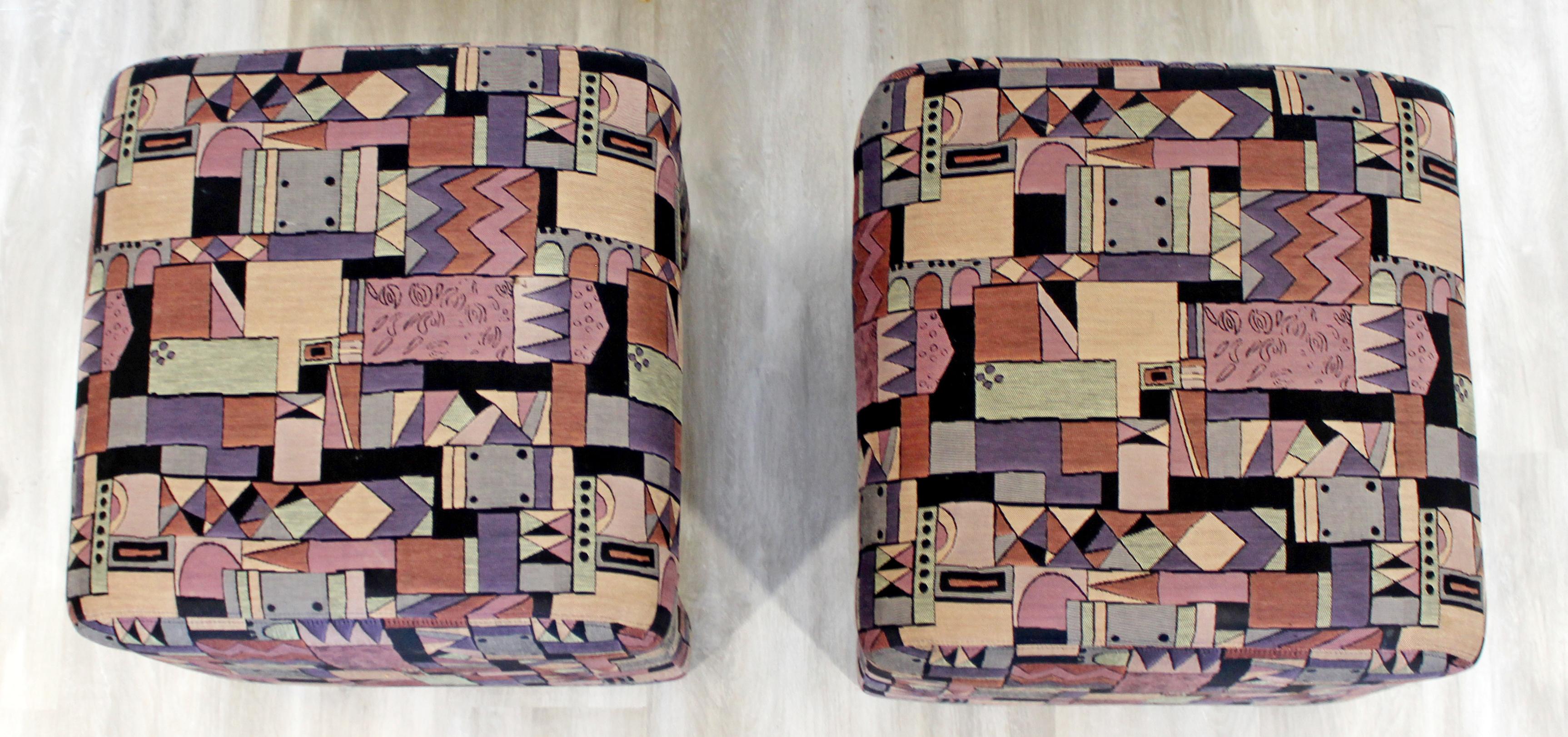 Late 20th Century Mid-Century Modern Directional Waterfall Benches Stools, Pair