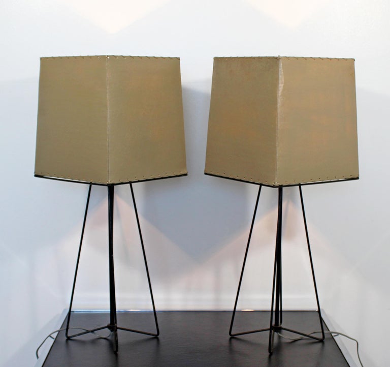 MidCentury Modern Pair of Hairpin Iron Table Lamps by Tony Paul