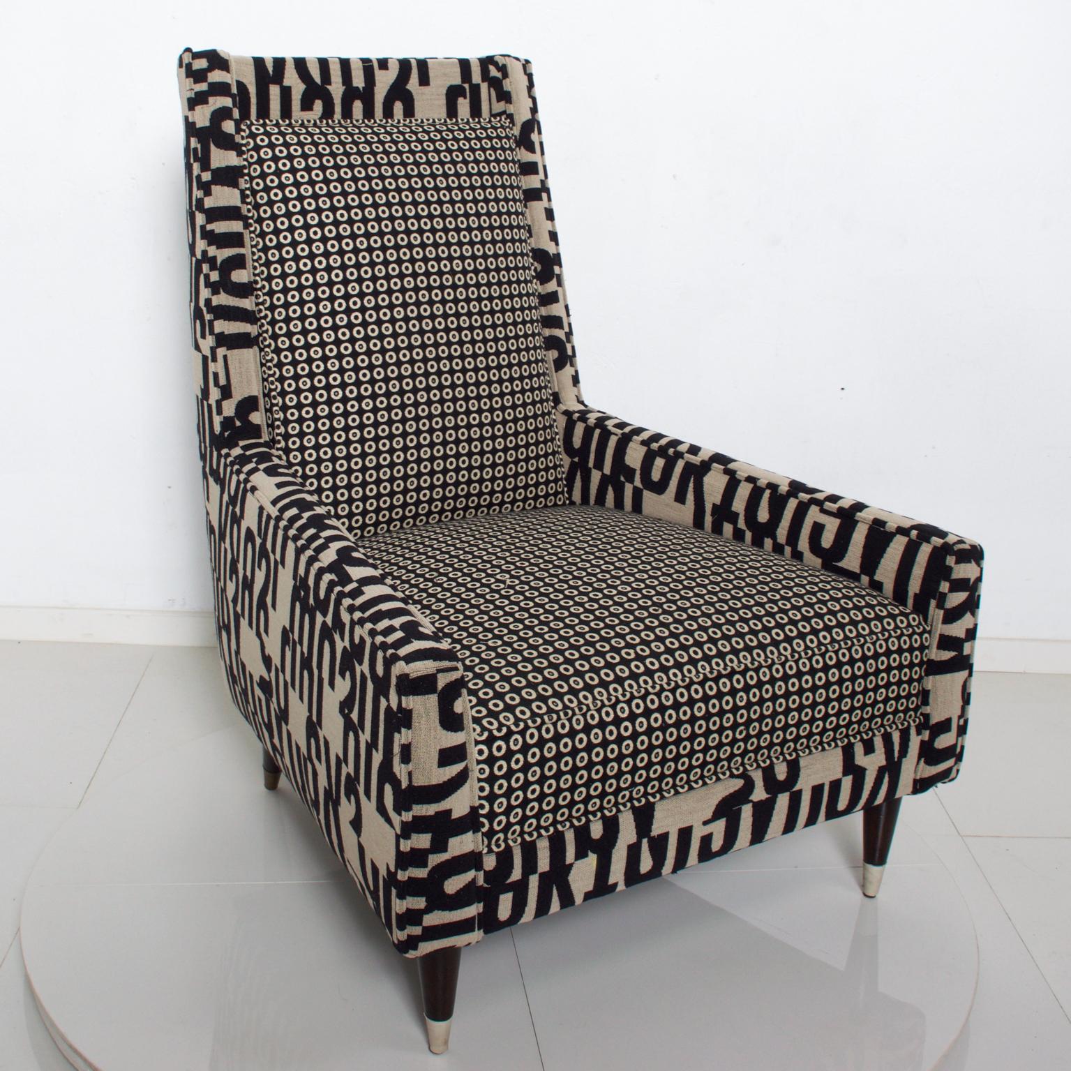For your Consideration: Fabulous Gio Ponti Style Wingback Lounge Chairs with Fancy Gold Trimmed Legs
Dimensions Are: 38