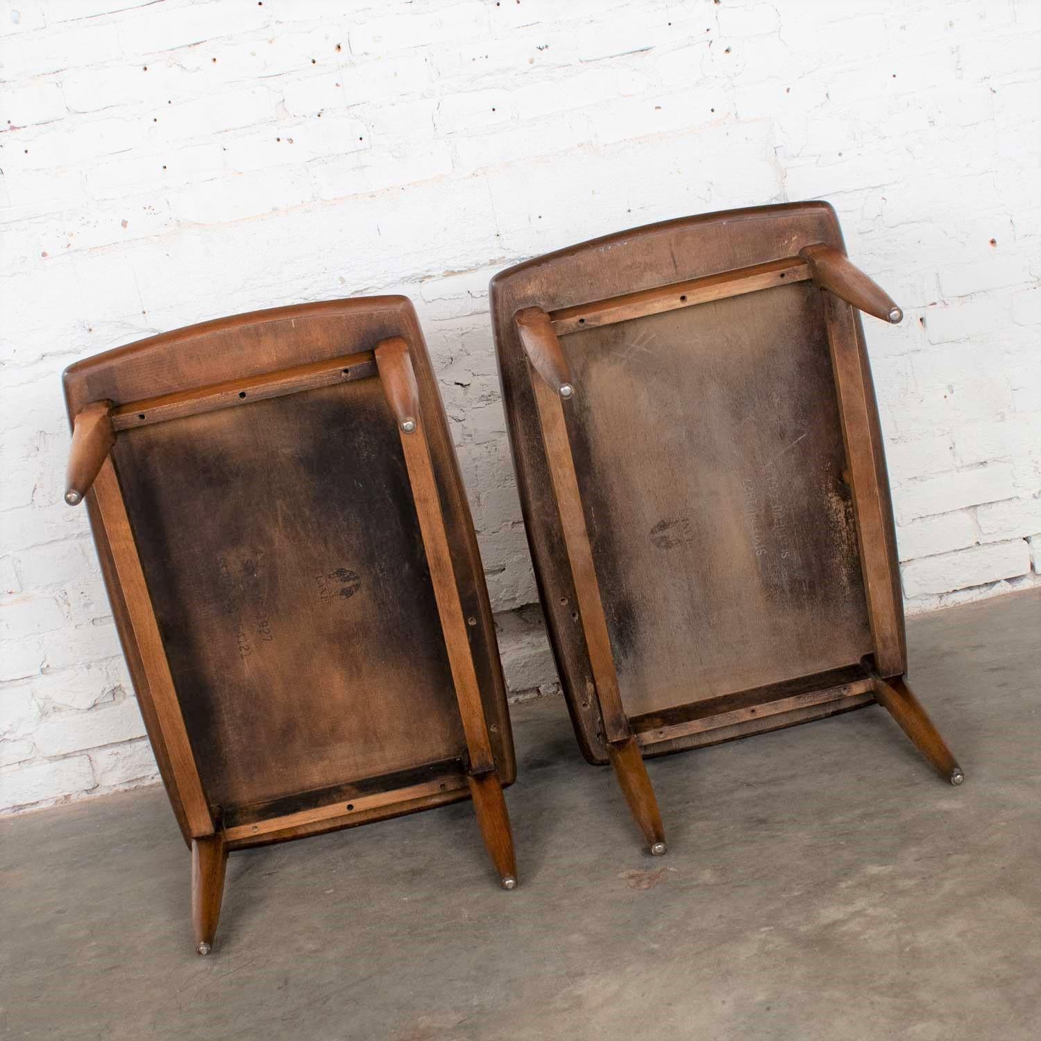 Mid-Century Modern Pair of Lane Step End Tables with Inlaid Walnut Burl Style For Sale 3