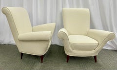 Paola Buffa Style, Italian Modern, White Bouclé, Lounge Chairs, Italy, 1960s