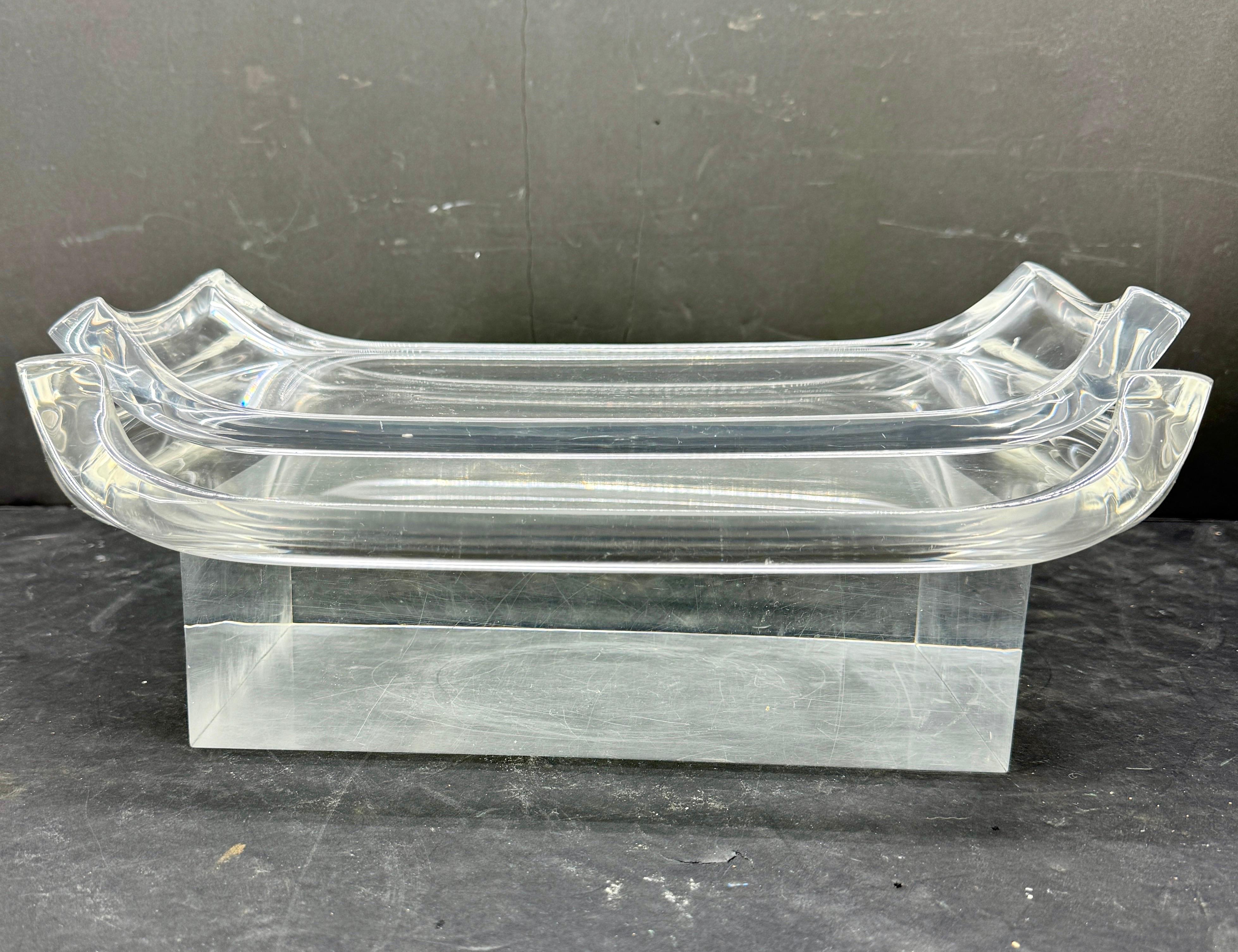 Mid-Century Modern Pair Lucite Serving Bar Tabletts Ritts Co. im Angebot 6