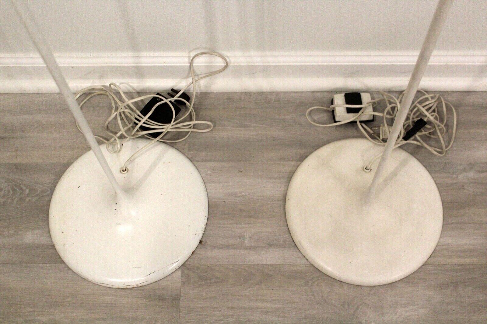 Mid-Century Modern Pair Max Bill White Metal Torchieres Floor Lamps Swiss, 1960 2