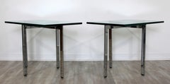 Mid-Century Modern Pair Mies Van Der Rohe Knoll Barcelona Chrome Side Tables