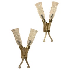 Paire d'appliques vénitiennes en verre d'art de Murano, mi-siècle moderne, Barovier & Toso Seguso