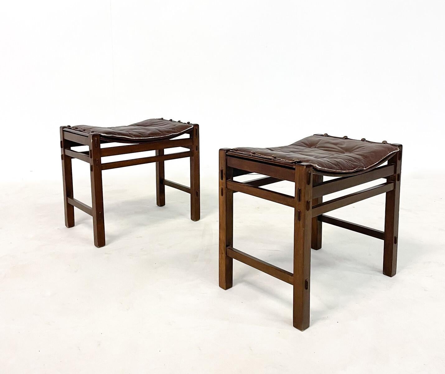 Mid-Century Modern Pair of 2 Stools by Giuseppe Rivadossi, Italy, 1980s For Sale 5