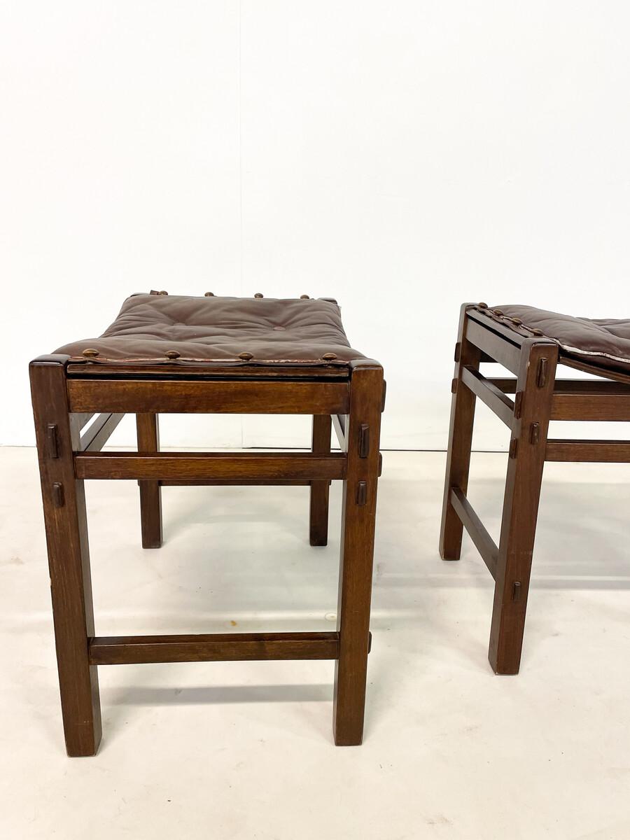 Mid-Century Modern pair of 2 stools by Giuseppe Rivadossi, Italy,1980s.