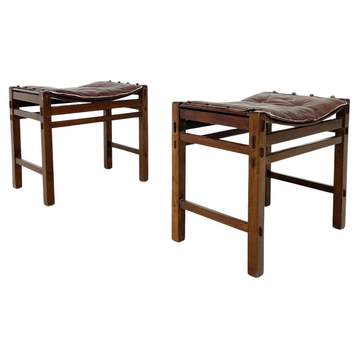 Mid-Century Modern Pair of 2 Stools by Giuseppe Rivadossi, Italy, 1980s For Sale