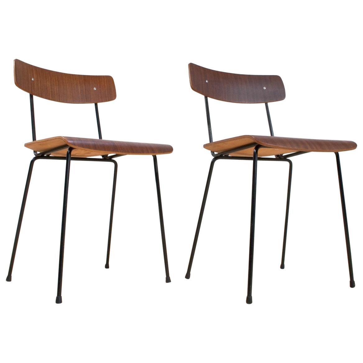 Mid-Century Modern Pair of A.Cordemeyer Chairs in Brown Plywood, 1959 Gispen