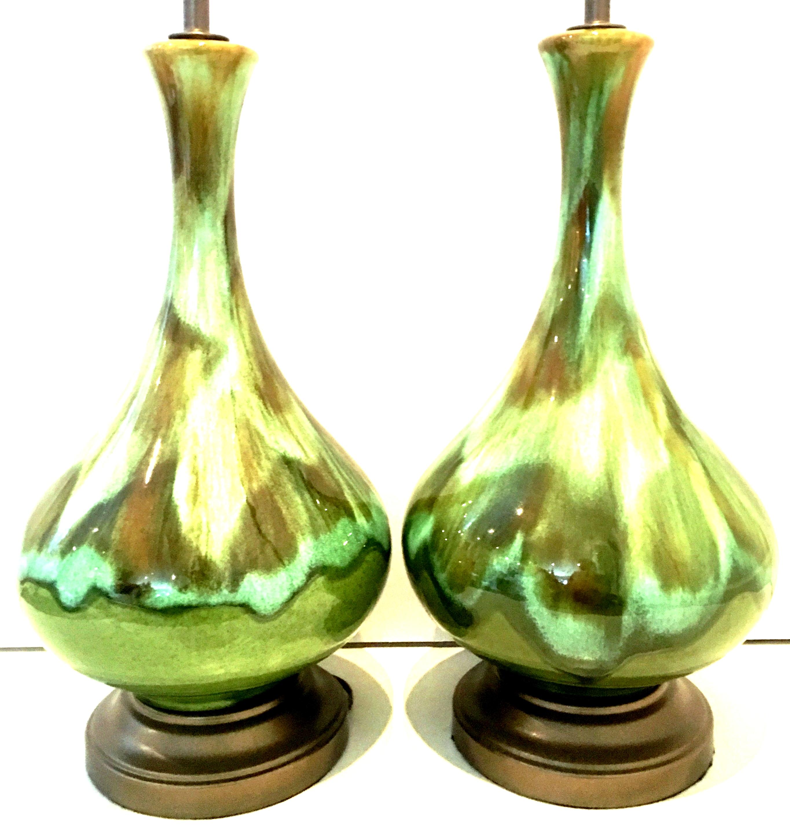 mid century modern drip glaze lamp