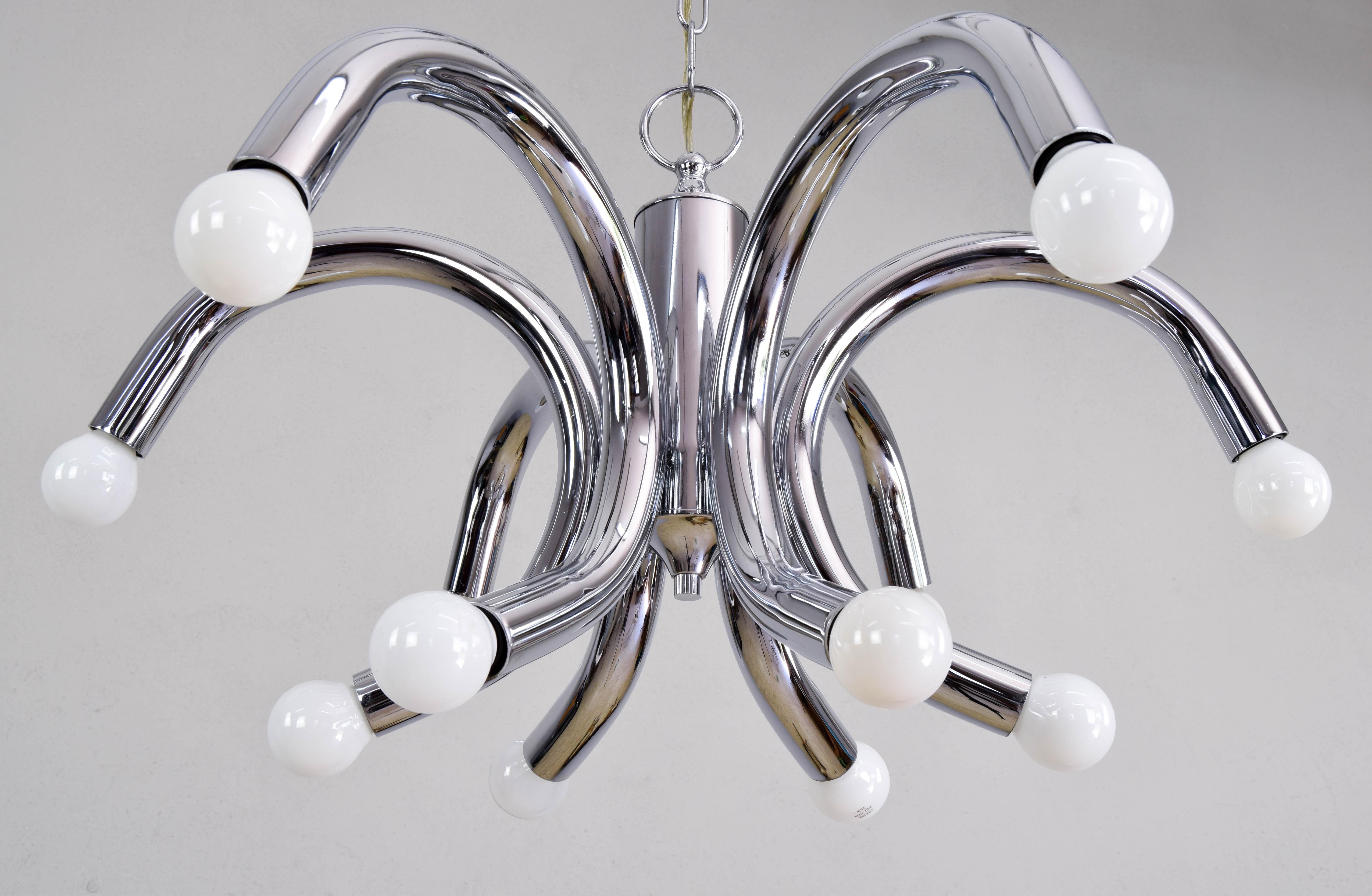 Mid-Century Modern Pair of Angelo Brotto Style Tubular Chrome Sconces, Italy 2