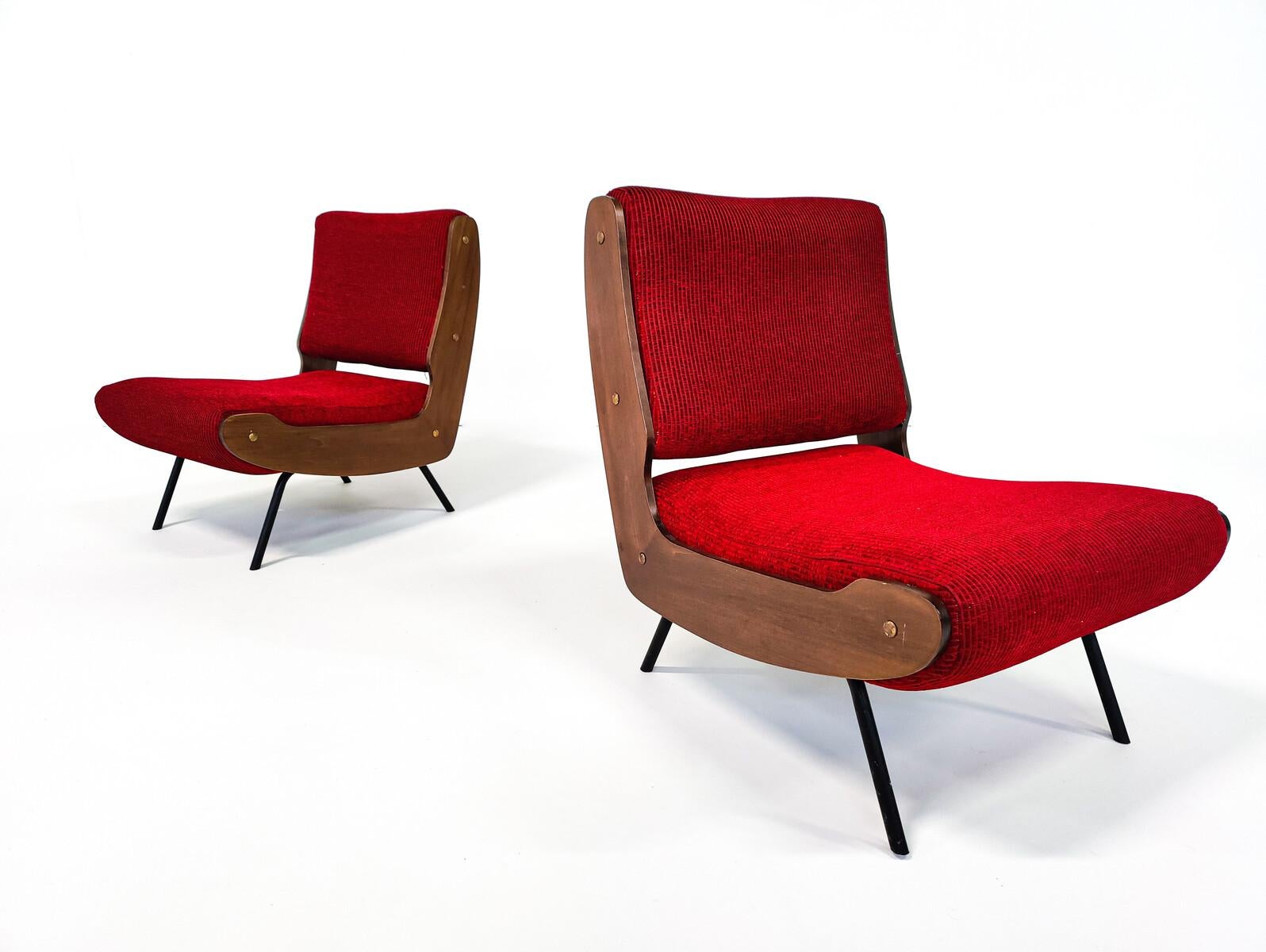 Mid-Century Modern Pair of Armchairs 836 by Gianfranco Frattini for Cassina, Italy, 1950s