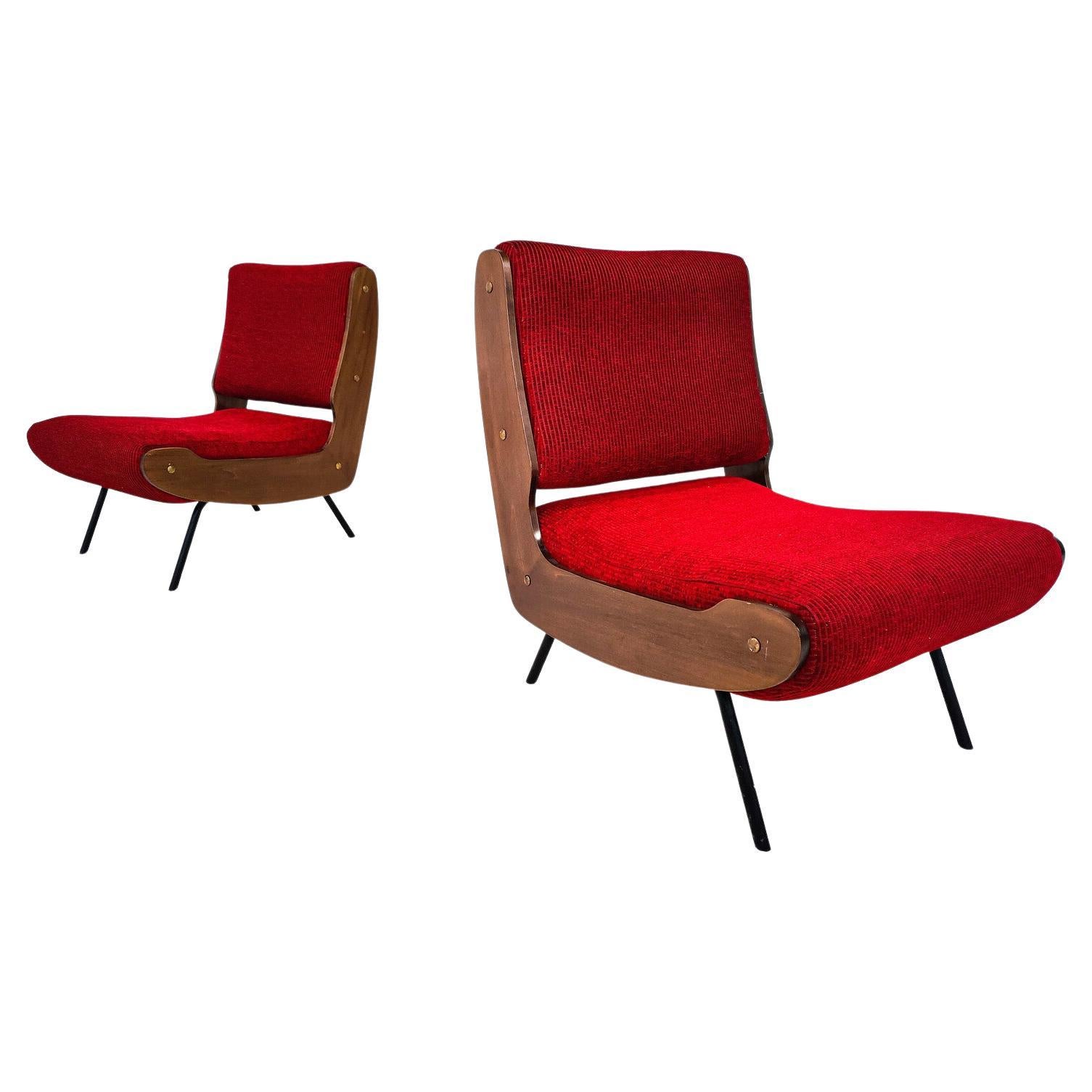 Mid-Century Modern Pair of Armchairs 836 by Gianfranco Frattini for Cassina