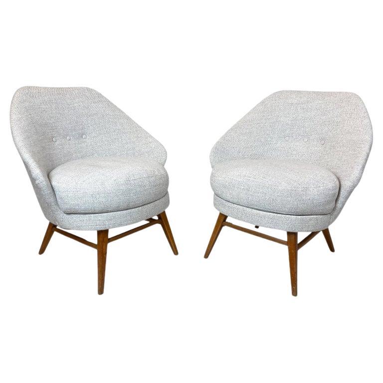 Mid-Century Modern Pair of Armchairs, Austro-Hungarian, 1960s - New Upholstery For Sale