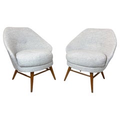 Retro Mid-Century Modern Pair of Armchairs, Austro-Hungarian, 1960s - New Upholstery