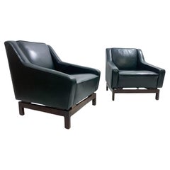 Vintage Mid-Century Modern Pair of Armchairs by Emiel Veranneman, Leather, 1958