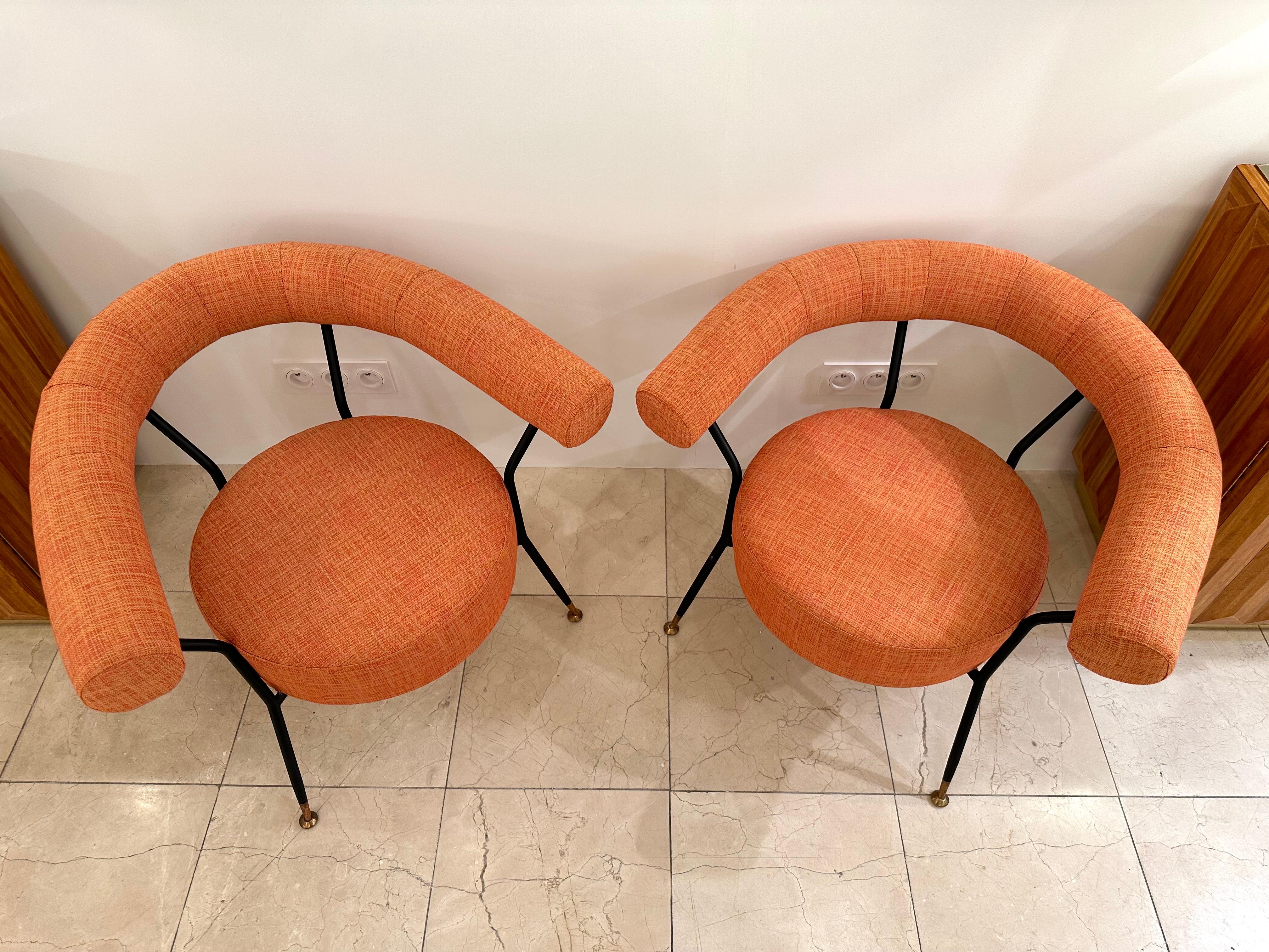 Mid-Century Modern Pair of Armchairs by IPE Bologne, Italy, 1950s For Sale 4