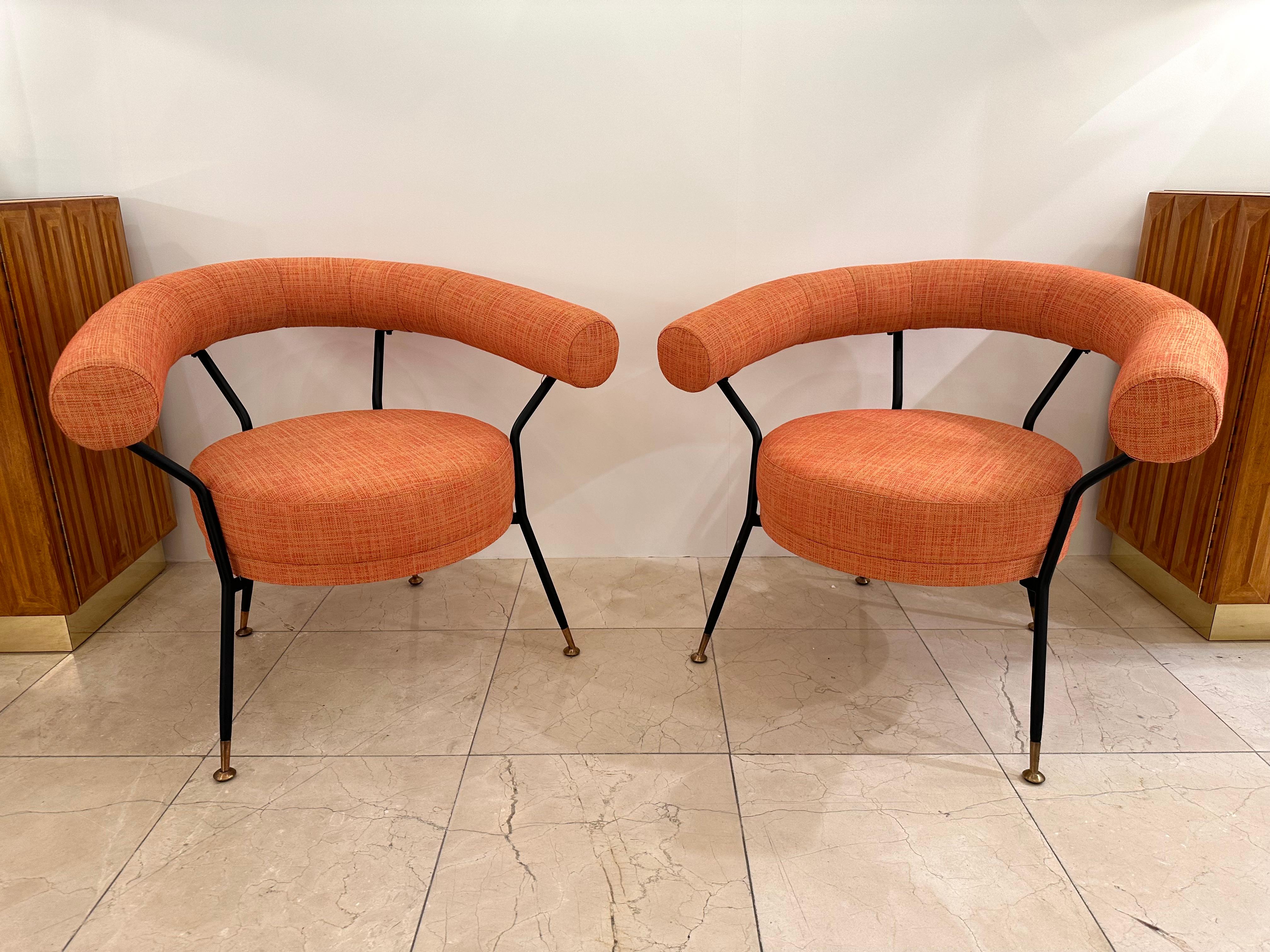 Mid-Century Modern Pair of Armchairs by IPE Bologne, Italy, 1950s For Sale 7