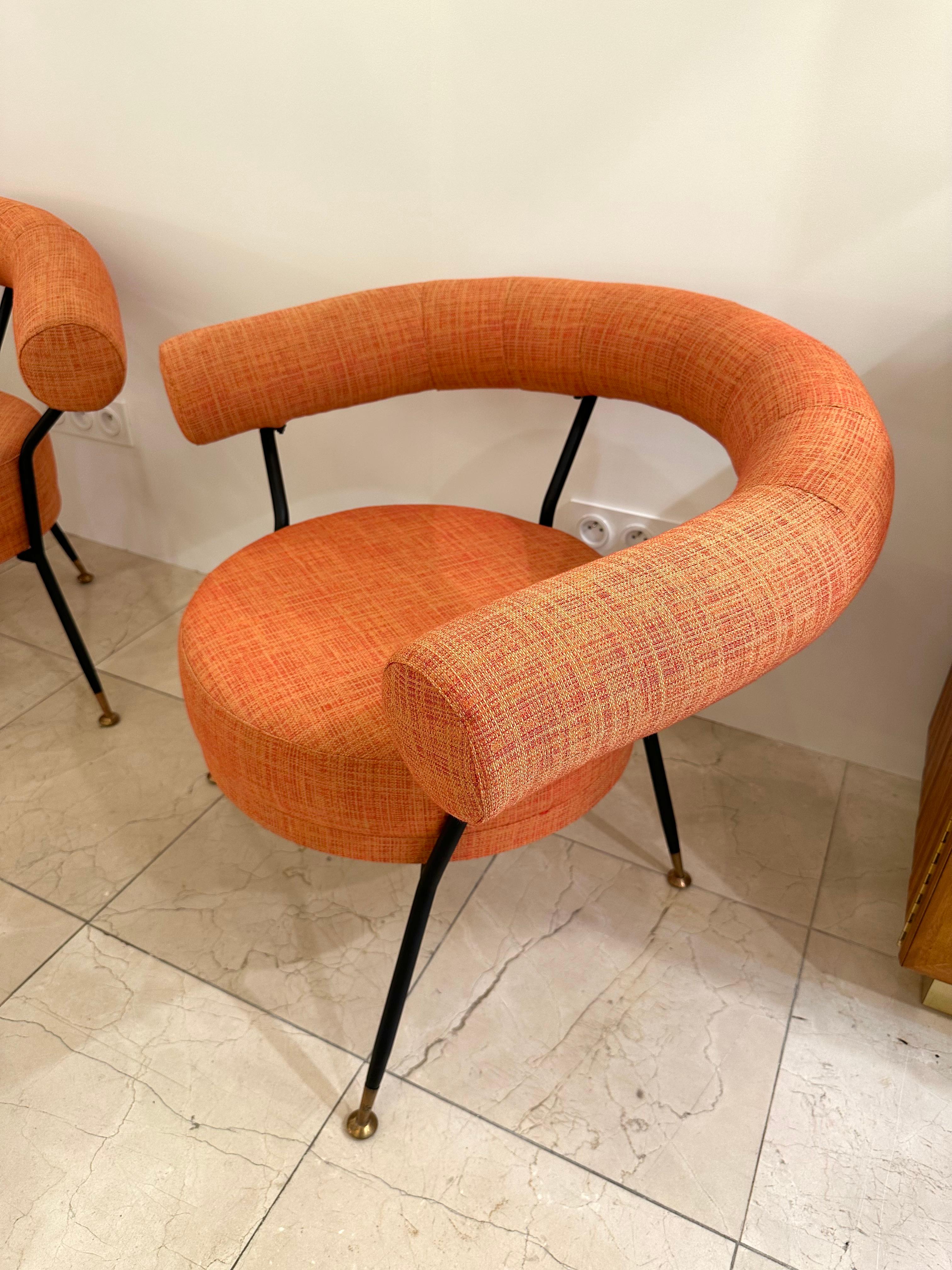 Mid-20th Century Mid-Century Modern Pair of Armchairs by IPE Bologne, Italy, 1950s For Sale