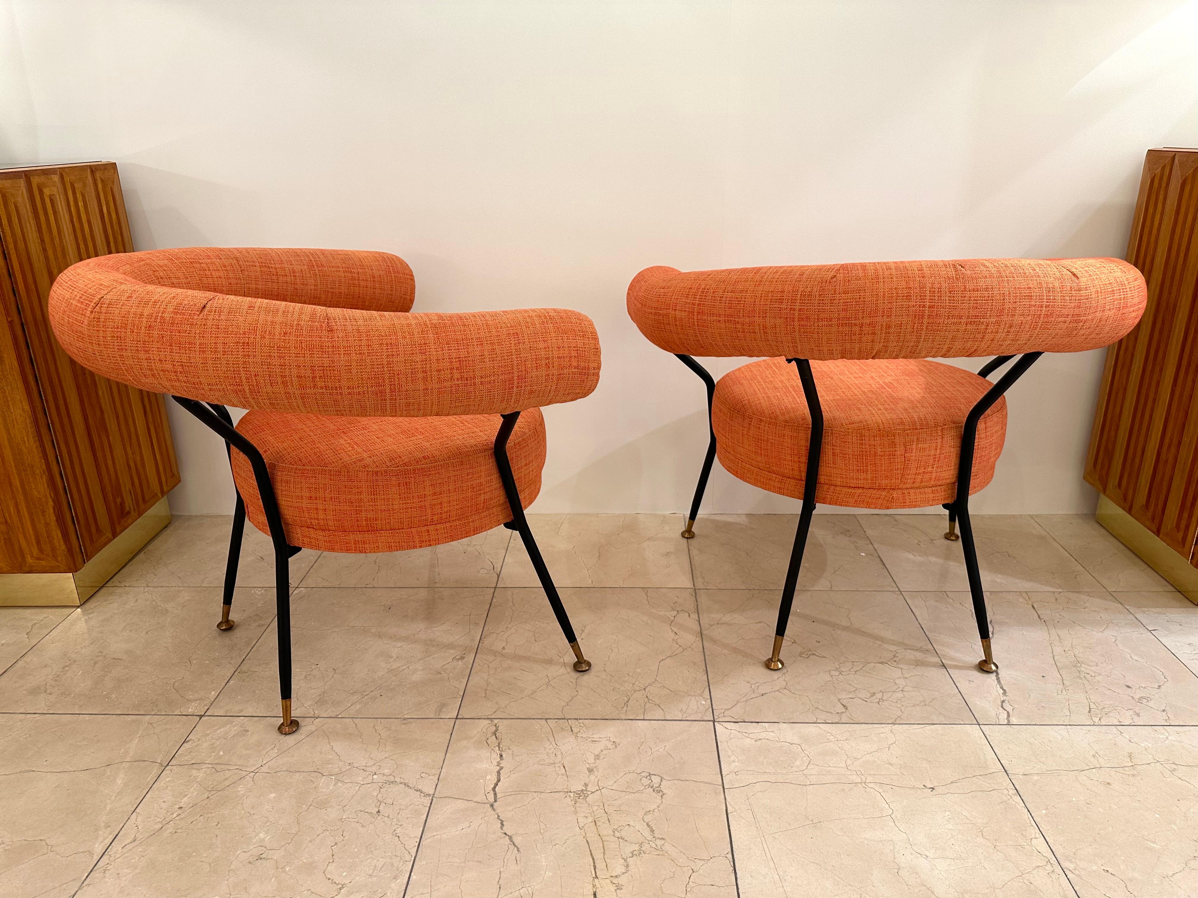Mid-Century Modern Pair of Armchairs by IPE Bologne, Italy, 1950s For Sale 1