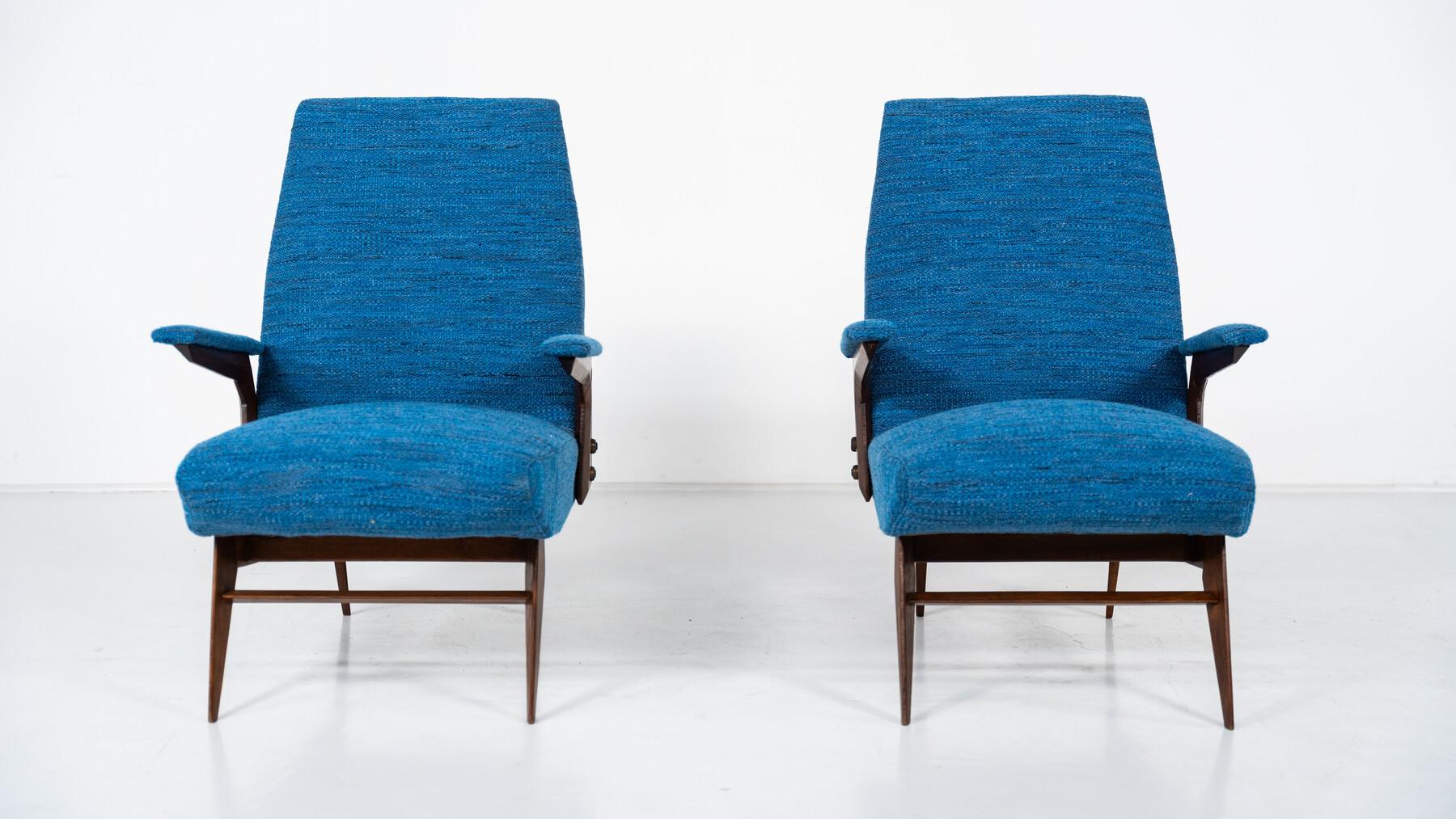 Mid-Century Modern Pair of Armchairs by Vittorio Dassi, Italy, 1960s For Sale 7