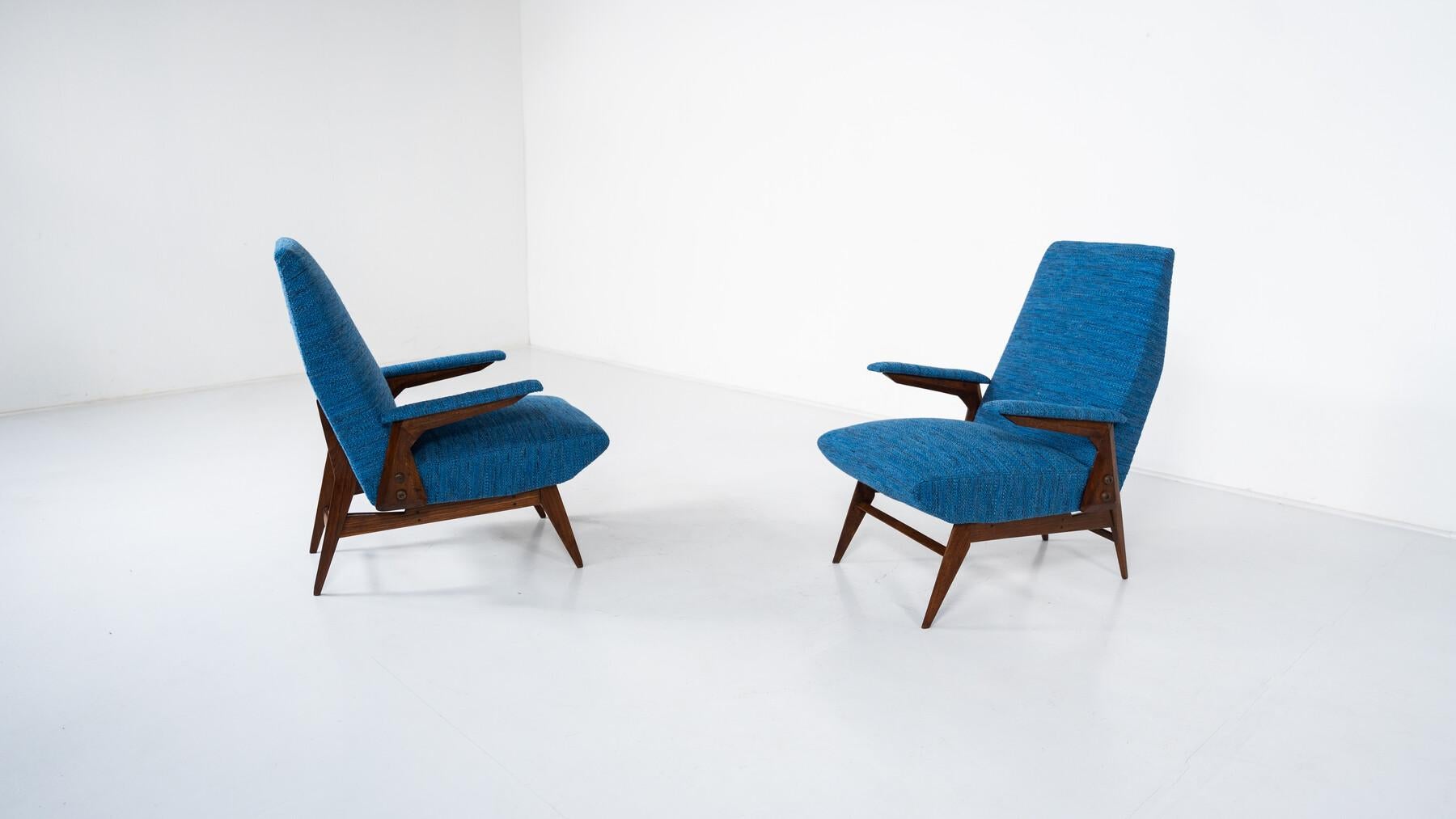 Mid-Century Modern Pair of Armchairs by Vittorio Dassi, Italy, 1960s For Sale 9