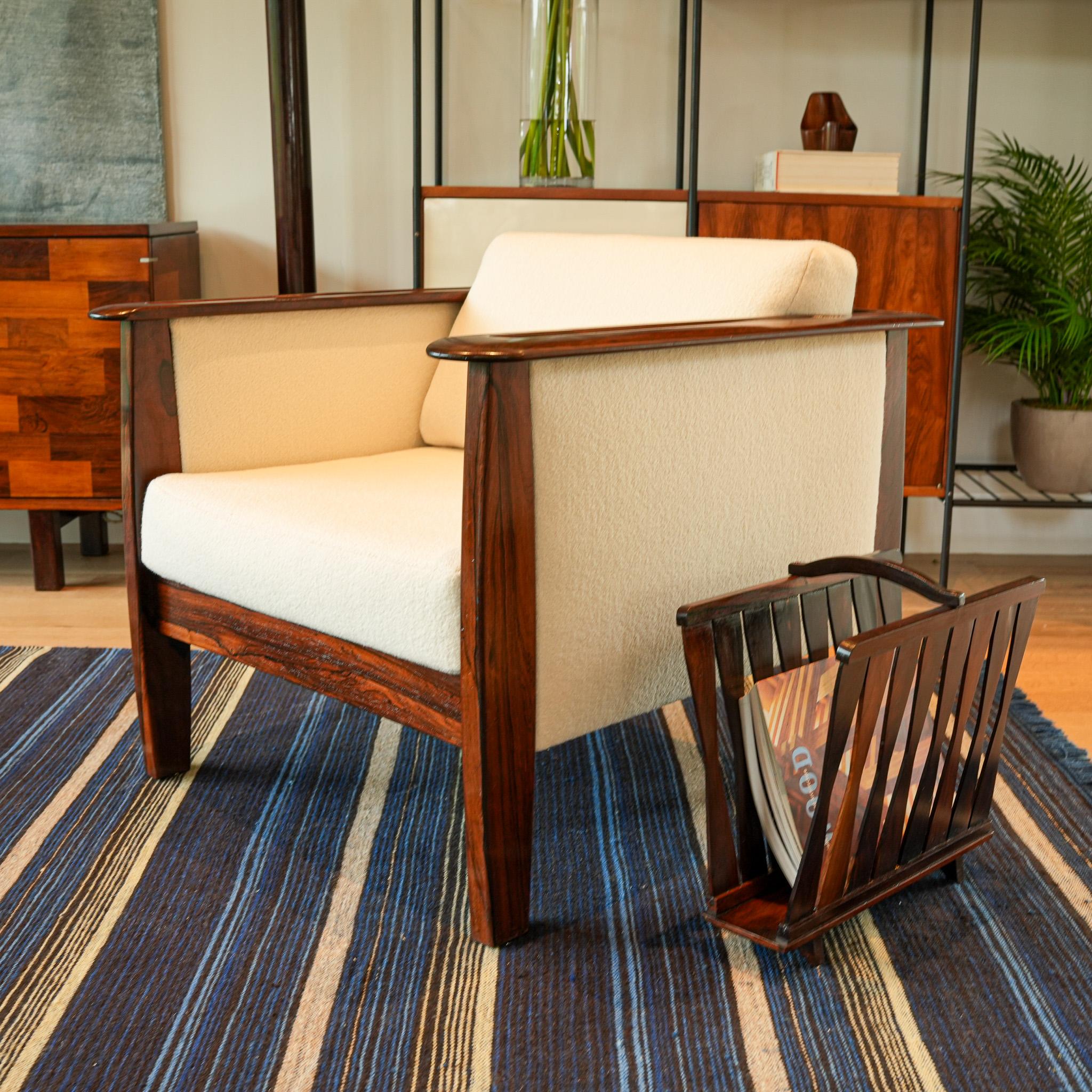 Mid-Century Modern Pair of Armchairs in Hardwood & Bouclé, Fatima, c. 1960 For Sale 8
