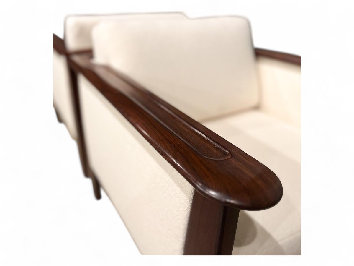 Mid-Century Modern Pair of Armchairs in Hardwood & Bouclé, Fatima, c. 1960 For Sale 7