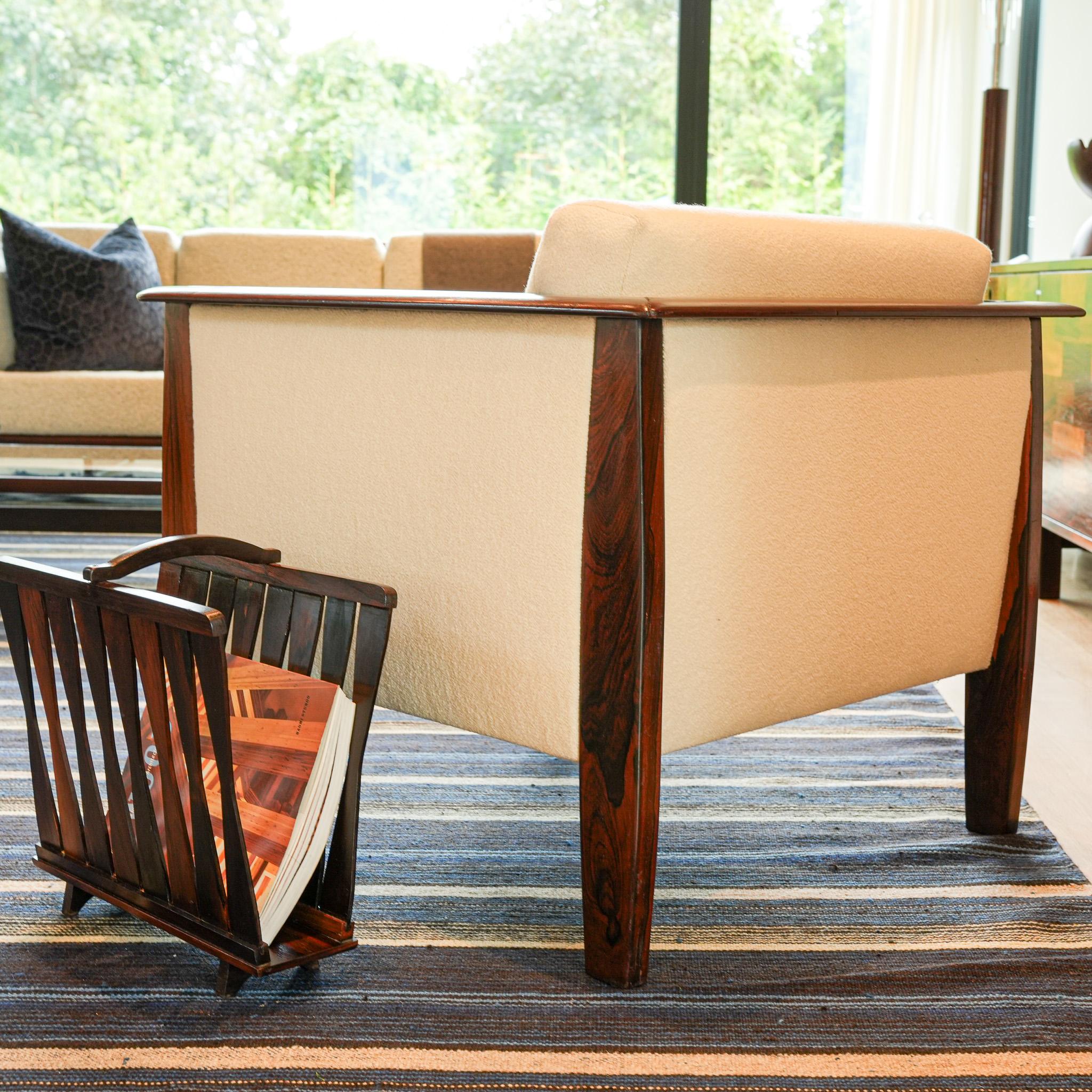 Mid-Century Modern Pair of Armchairs in Hardwood & Bouclé, Fatima, c. 1960 For Sale 9