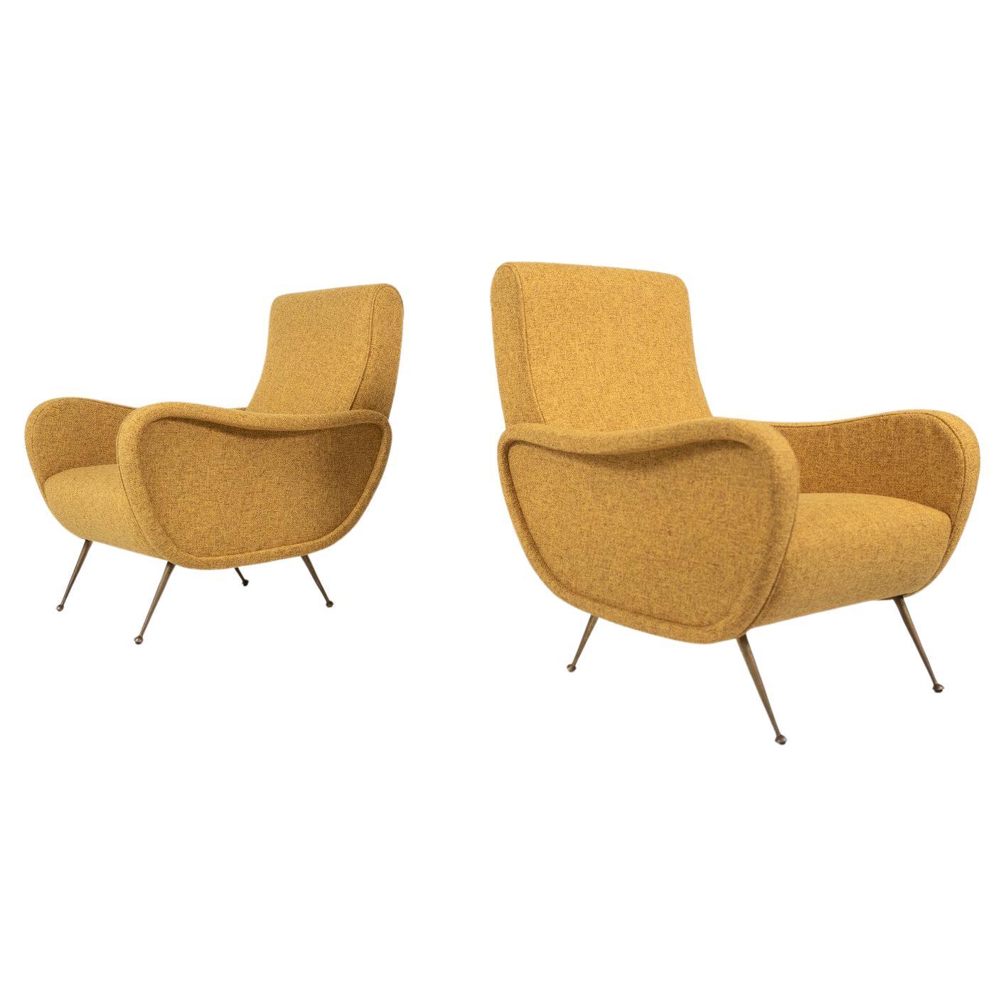 Paire de fauteuils modernes du milieu du siècle dernier dans le style de Zanuso