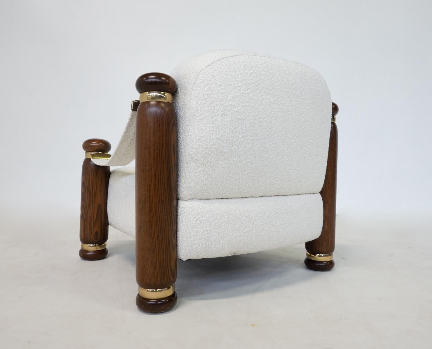 Mid-Century Modern pair of armchairs, Italy, 1970s -New Upholstery.