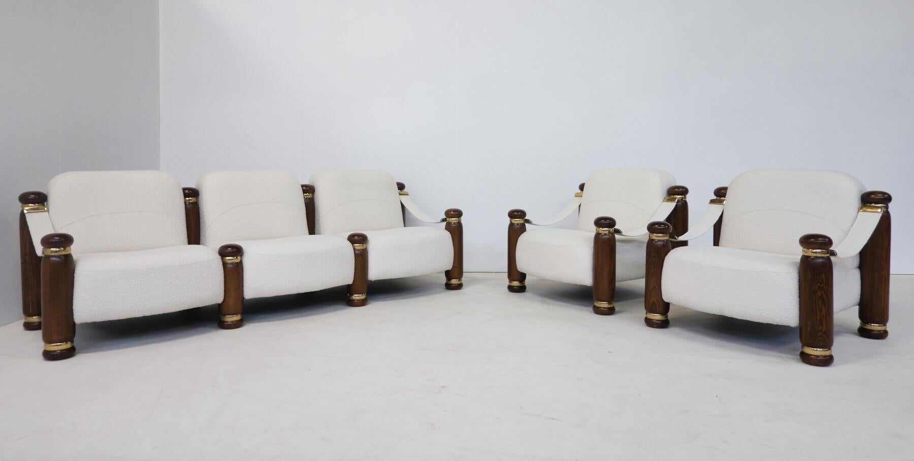 Mid-Century Modern Pair of Armchairs, Italy, 1970s, New Upholstery For Sale 2