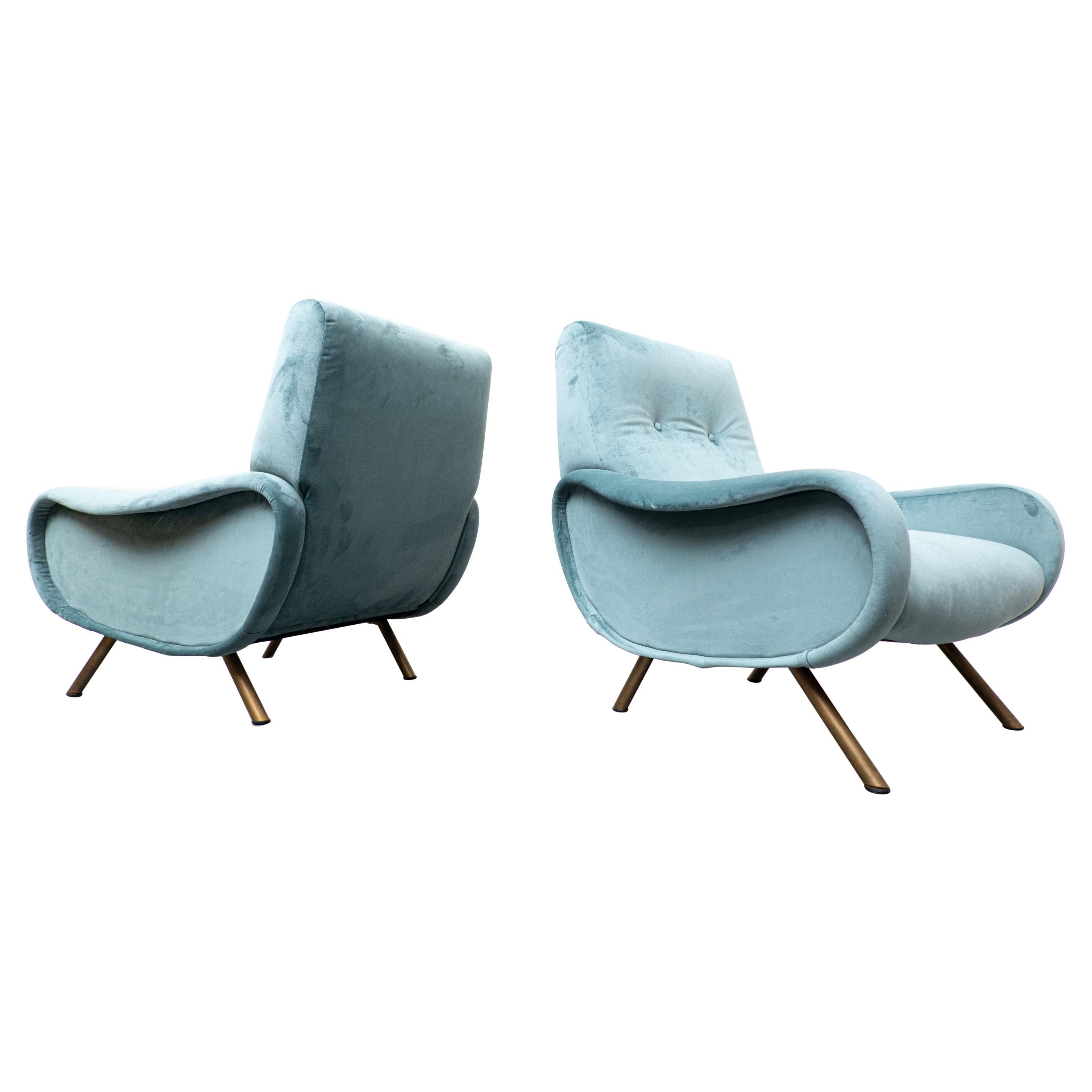 Mid-Century Modern Pair of Armchairs Model Lady by Marco Zanuso, Arflex, 1950s