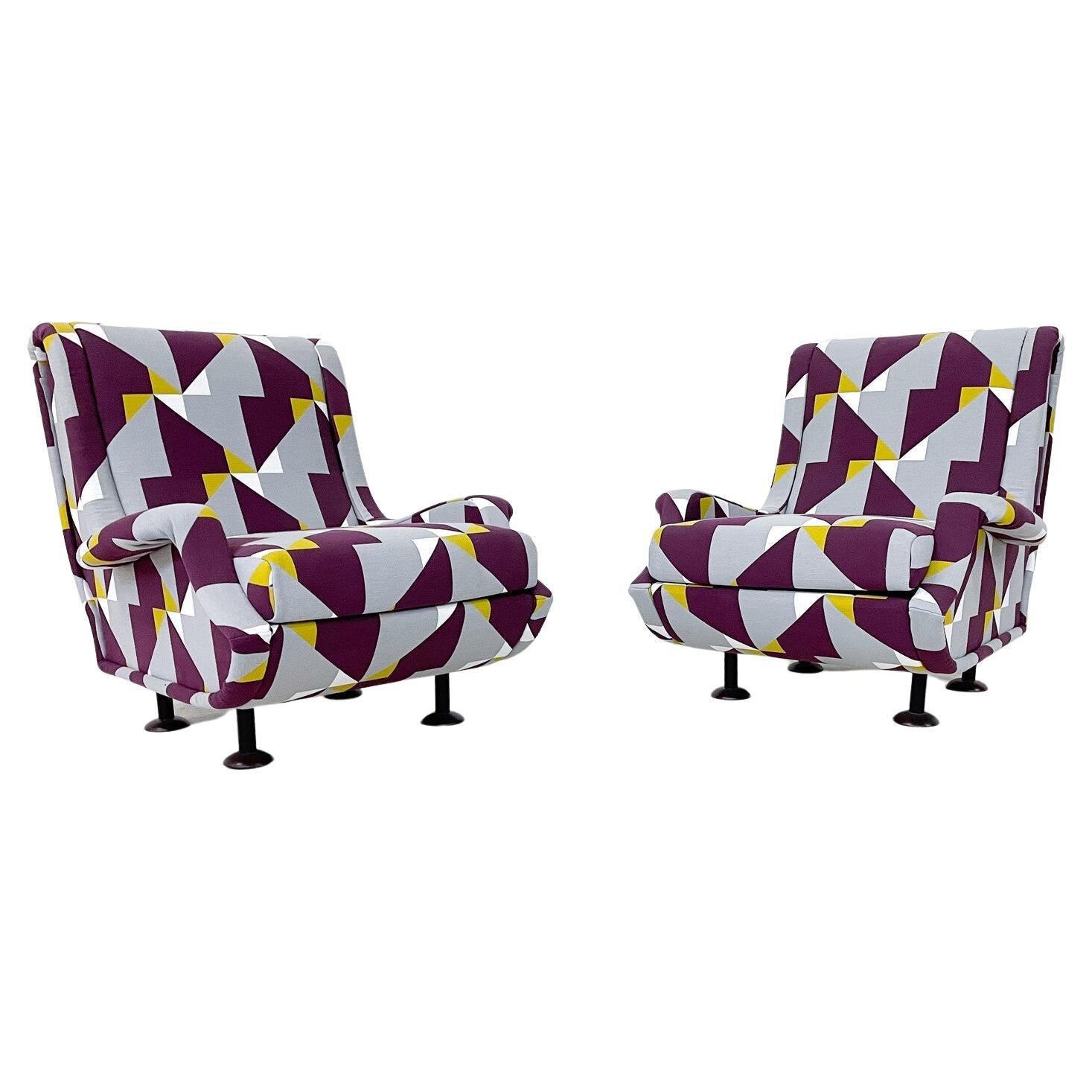 Mid-Century Modern Pair of Armchairs " Regent" by Marco Zanuso, Italy, 1960s