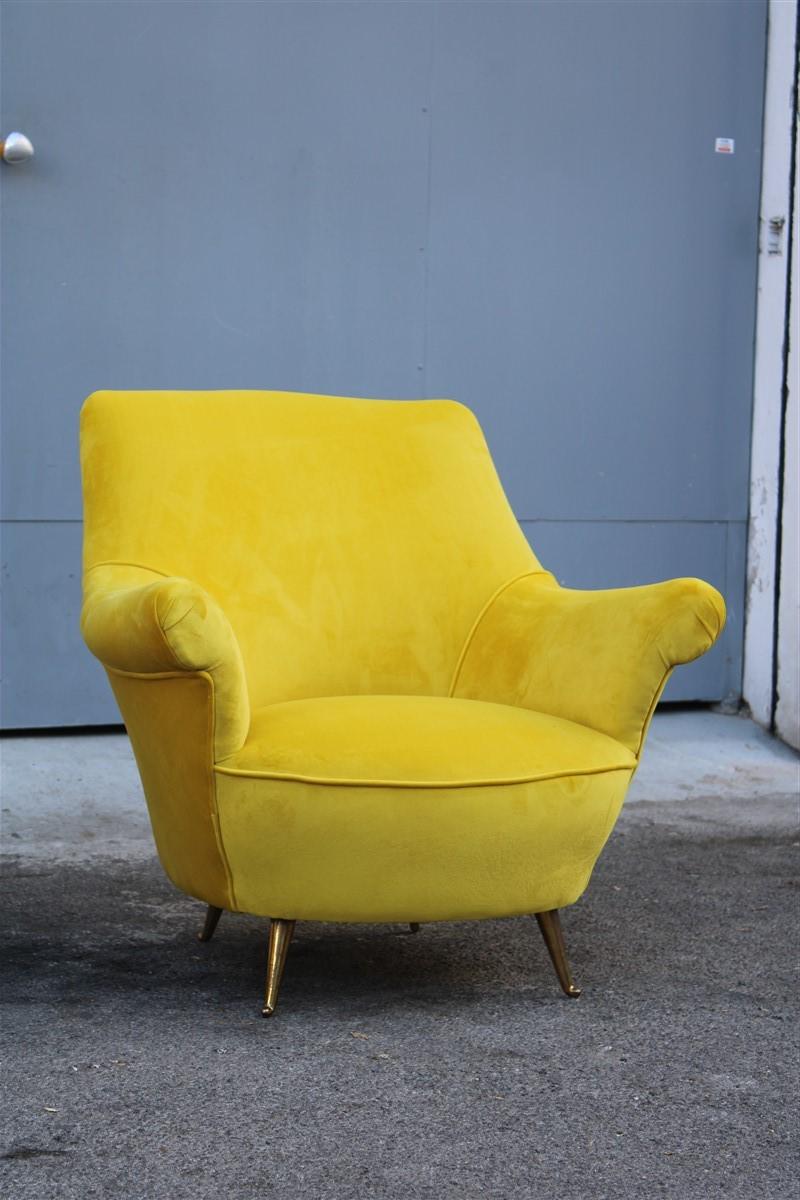 MidCentury Modern Pair of Armchairs Yellow Color ISA Bergamo Design