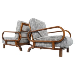 Coppia di poltrone Art Deco della metà del secolo scorso (con schienale reclinabile)