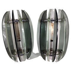 Mid-Century Modern Pair of Art Glass Wall Sconces by Veca Italy c1955