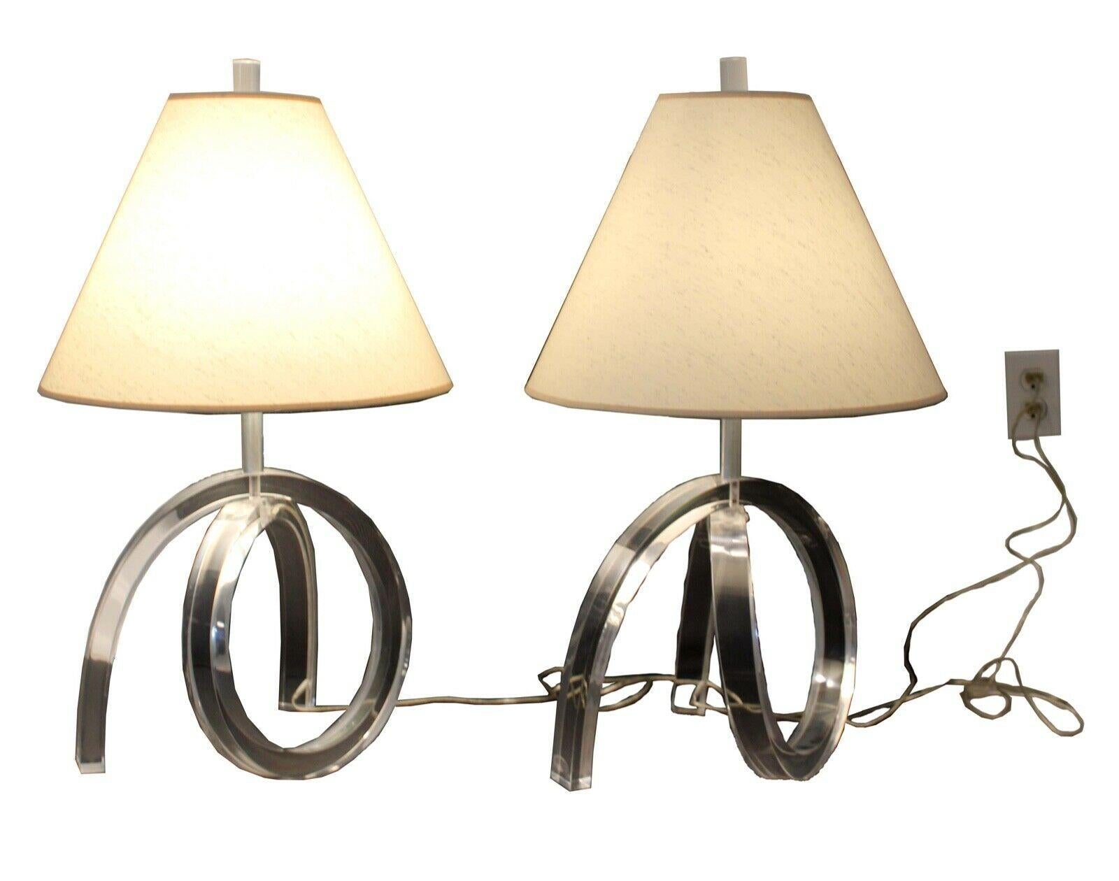 Mid-Century Modern Mid Century Modern Pair of Astrolite Herb Ritts Astrolite Lucite Lamps