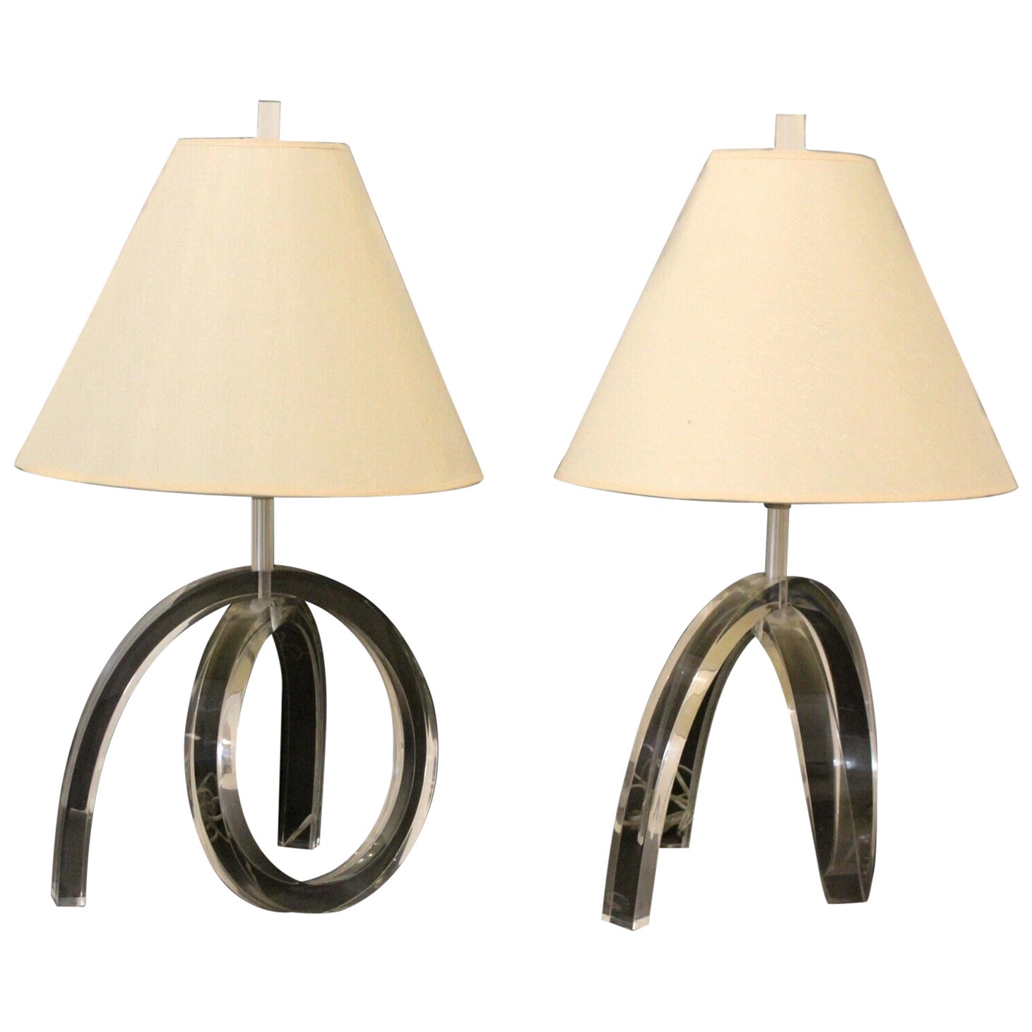 Mid Century Modern Pair of Astrolite Herb Ritts Astrolite Lucite Lamps