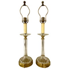 Paire de lampes de bureau de style Baccarat, cristal, années 1960