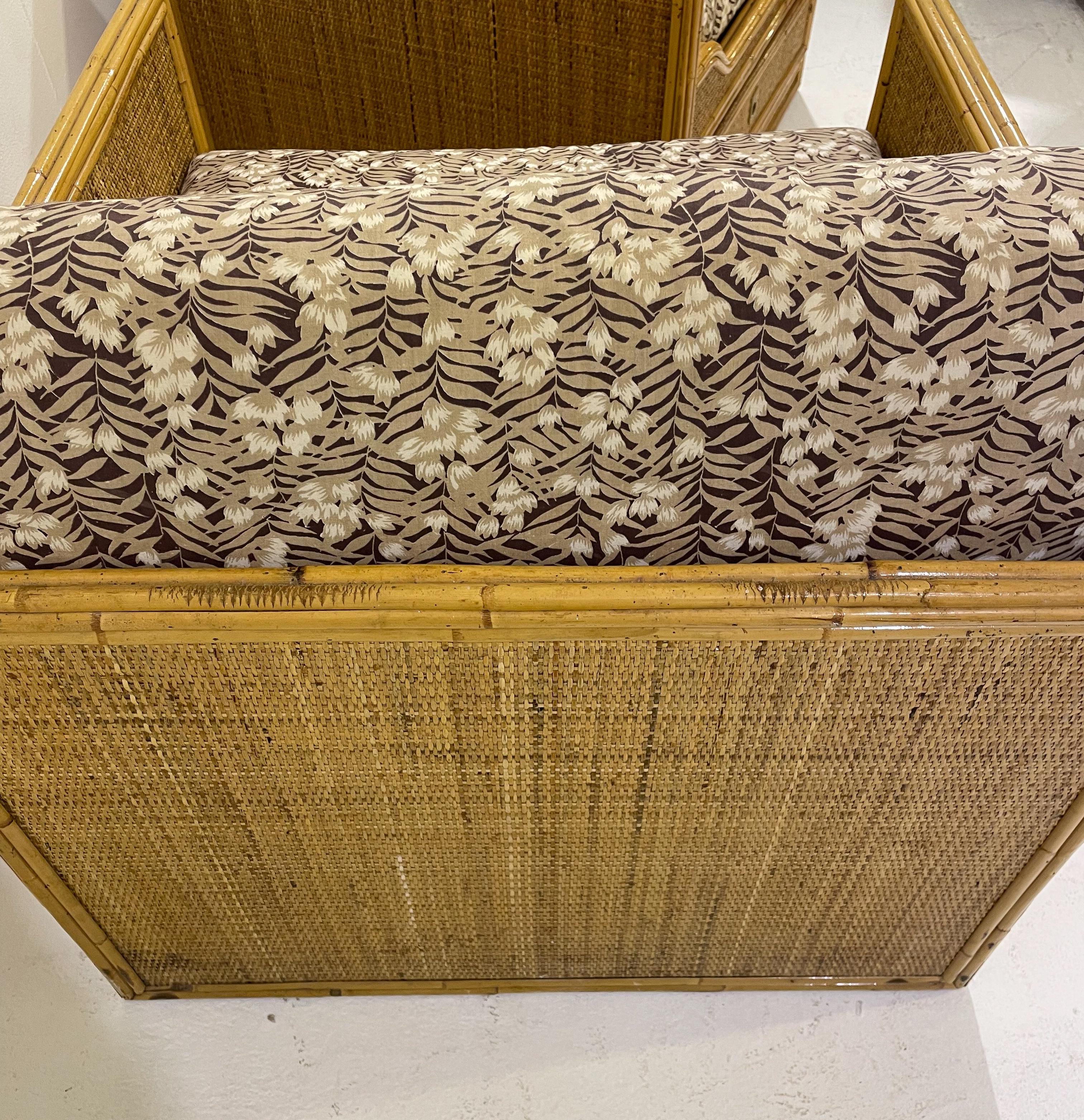 Modernes Paar Sessel aus Bambus und Rattan aus der Mitte des Jahrhunderts mit Schubladen - Italien 1960 im Angebot 2