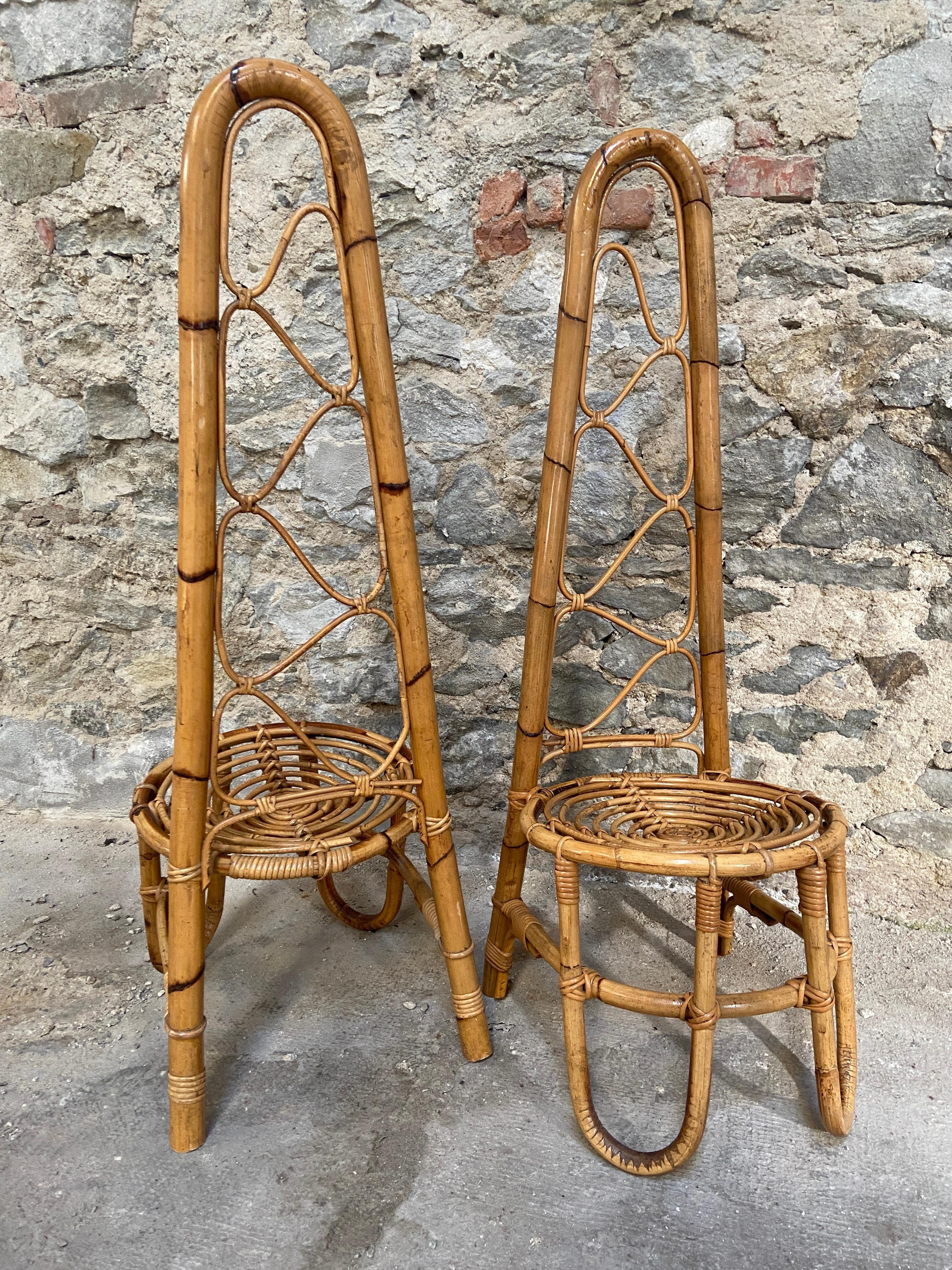 Mid-Century Modern Pair of Bamboo and Rattan Chairs from the French Riviera 1